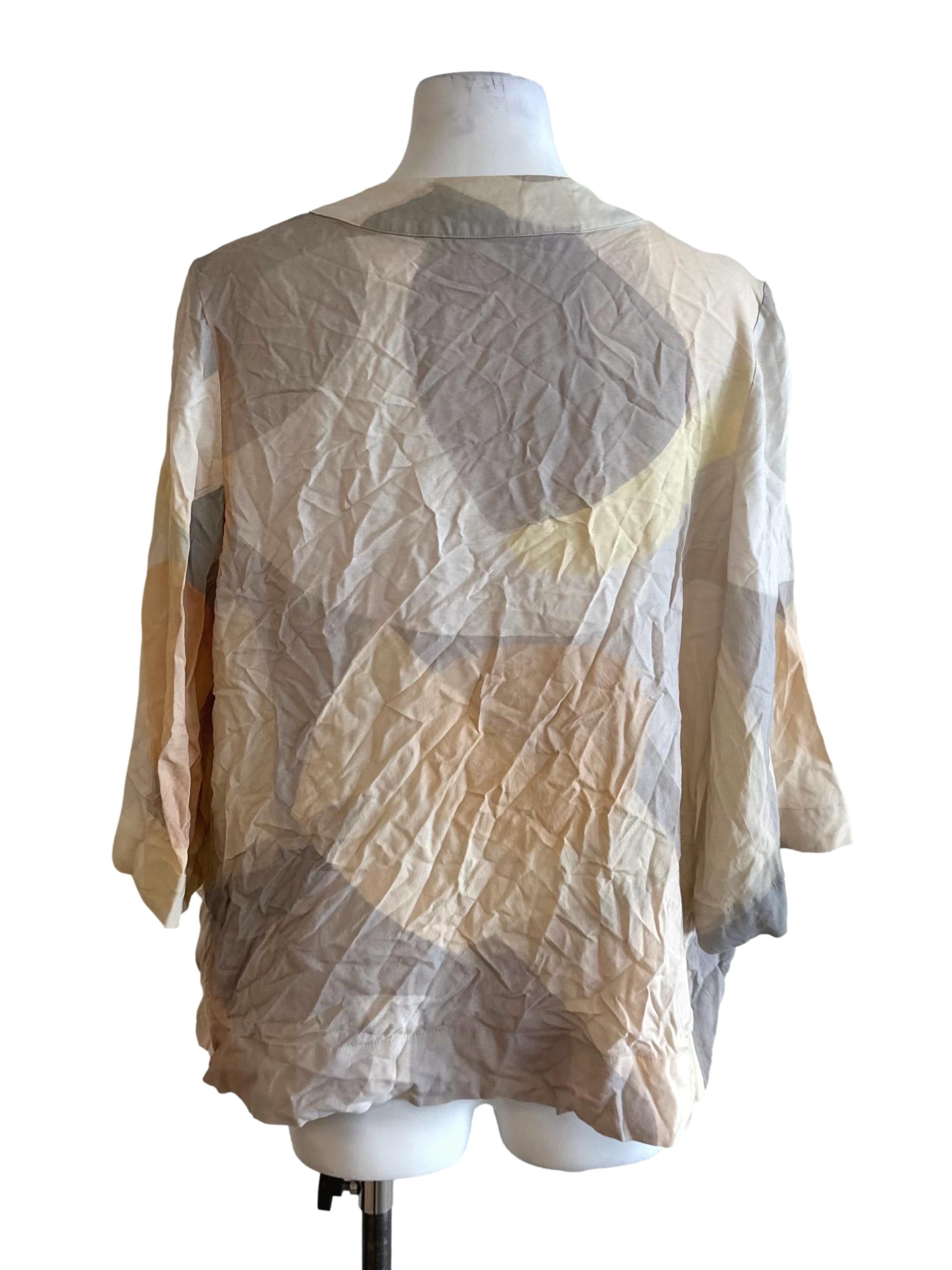 Beige Yellow Pattern Front Open Cardigan LB