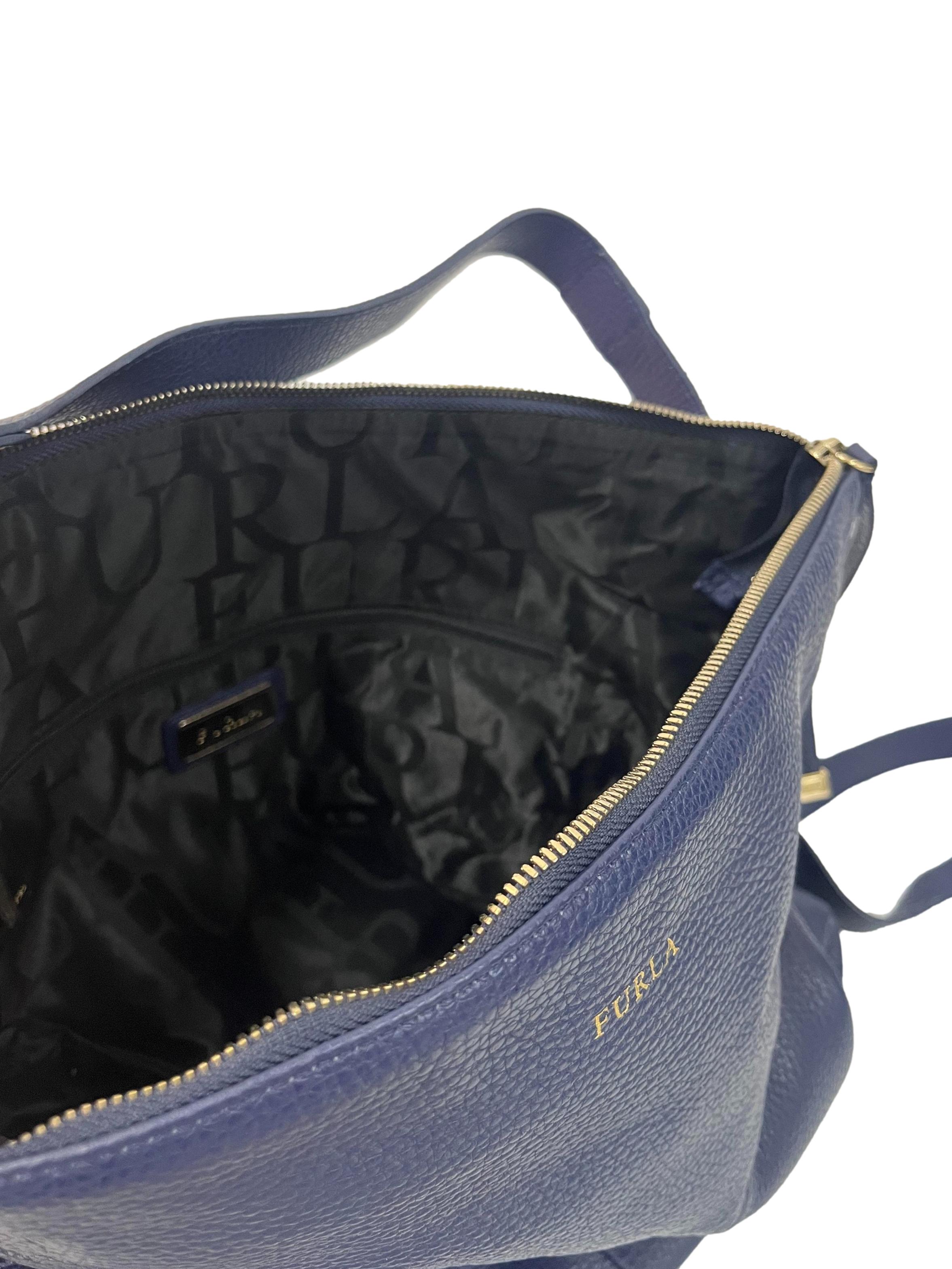 Navy Textured Grain Leather Backpack