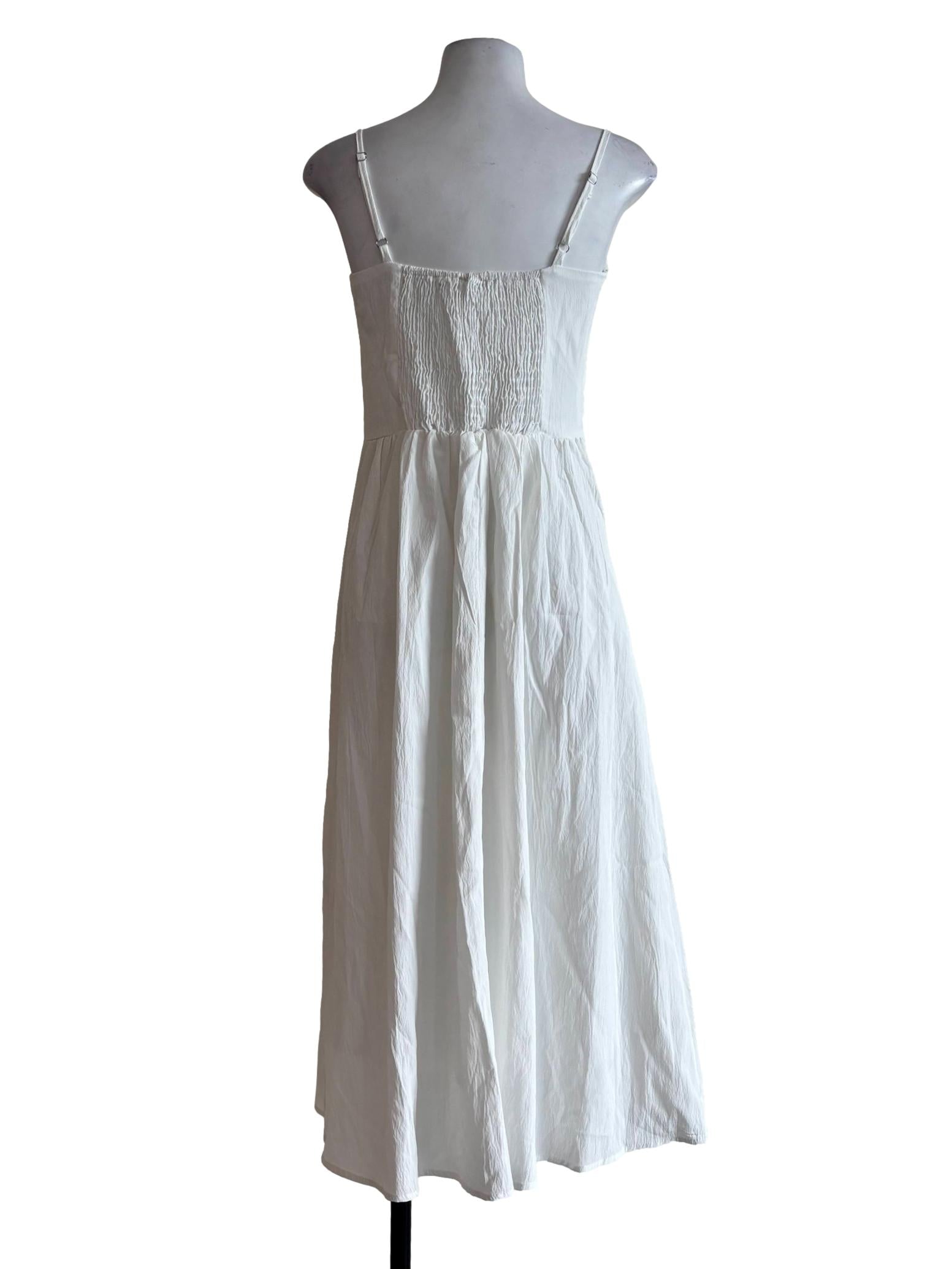Powder White Cotton Spaghetti Strap Dress