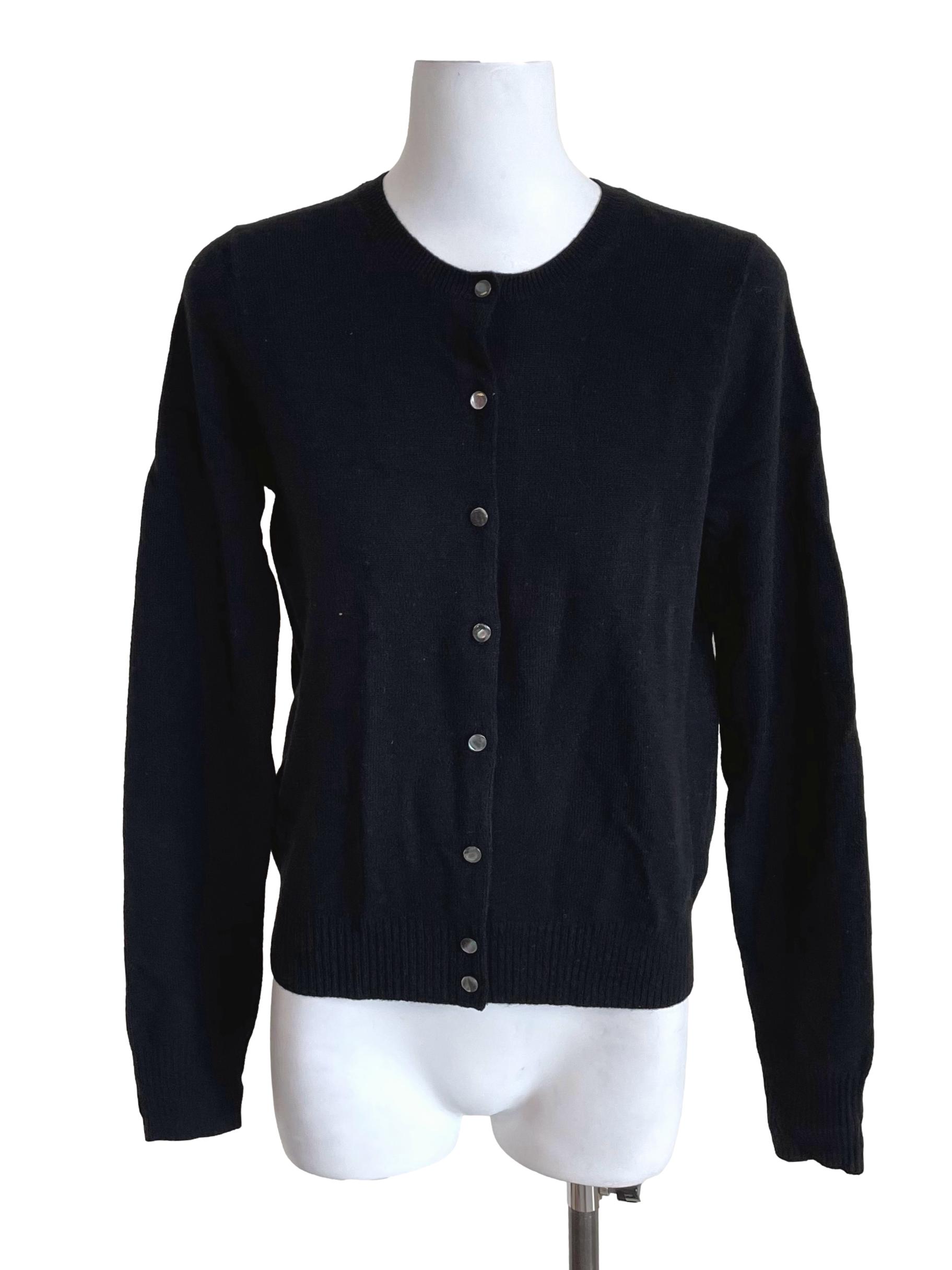 Black Round Neck Cardigan