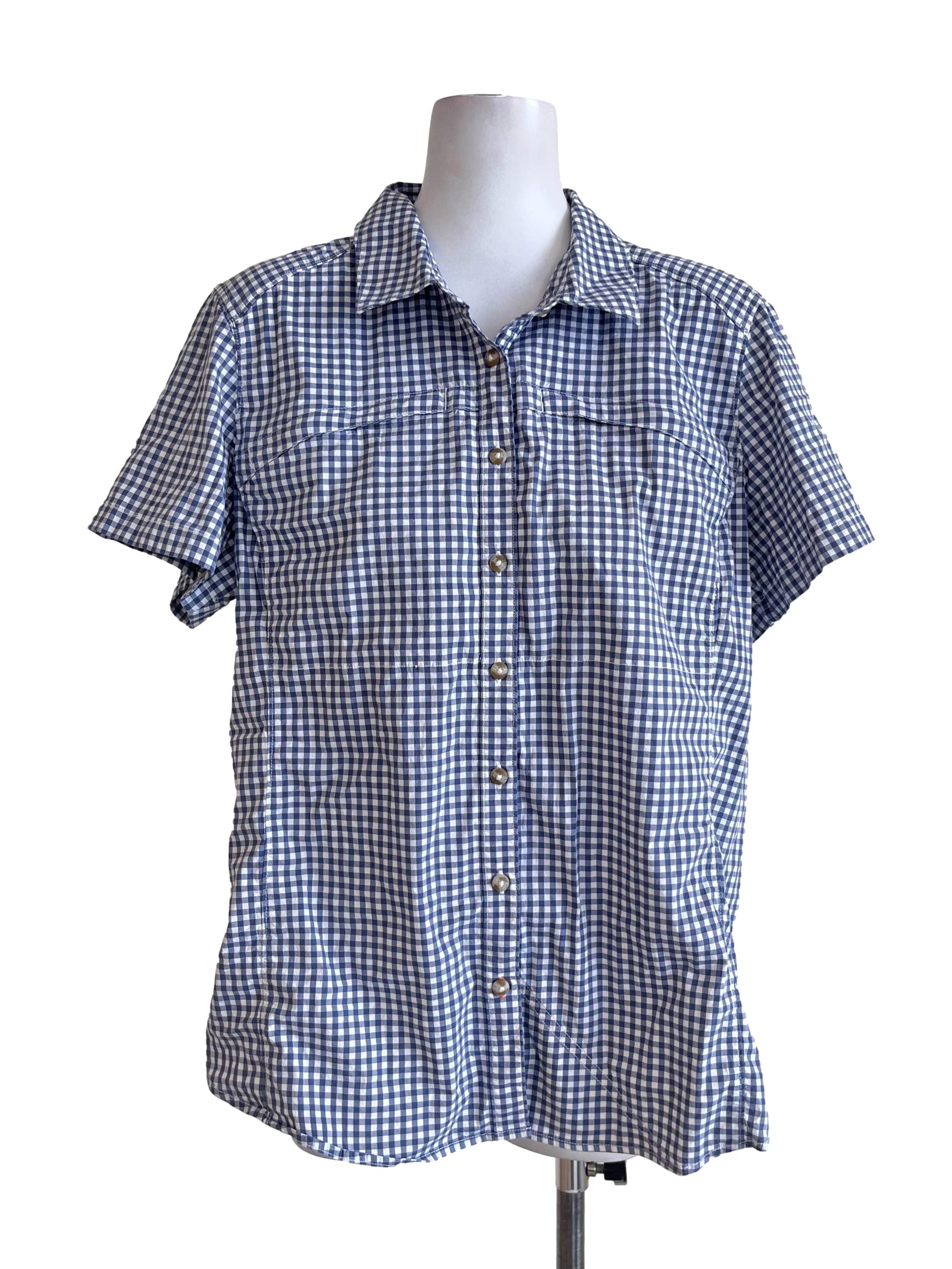 Blue And White Gingham Pattern Blouse