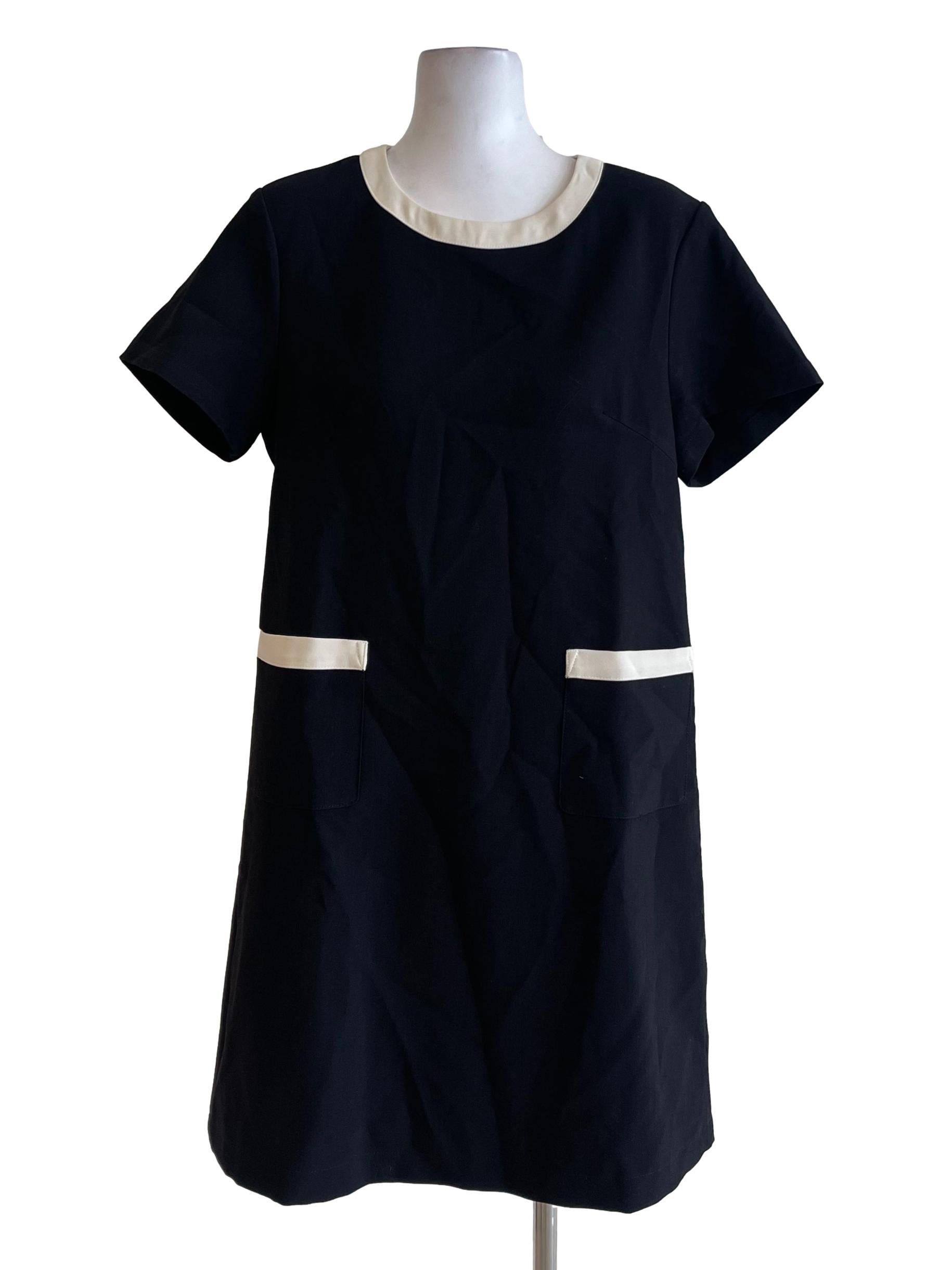 Black White Outline Short Sleeve Dress