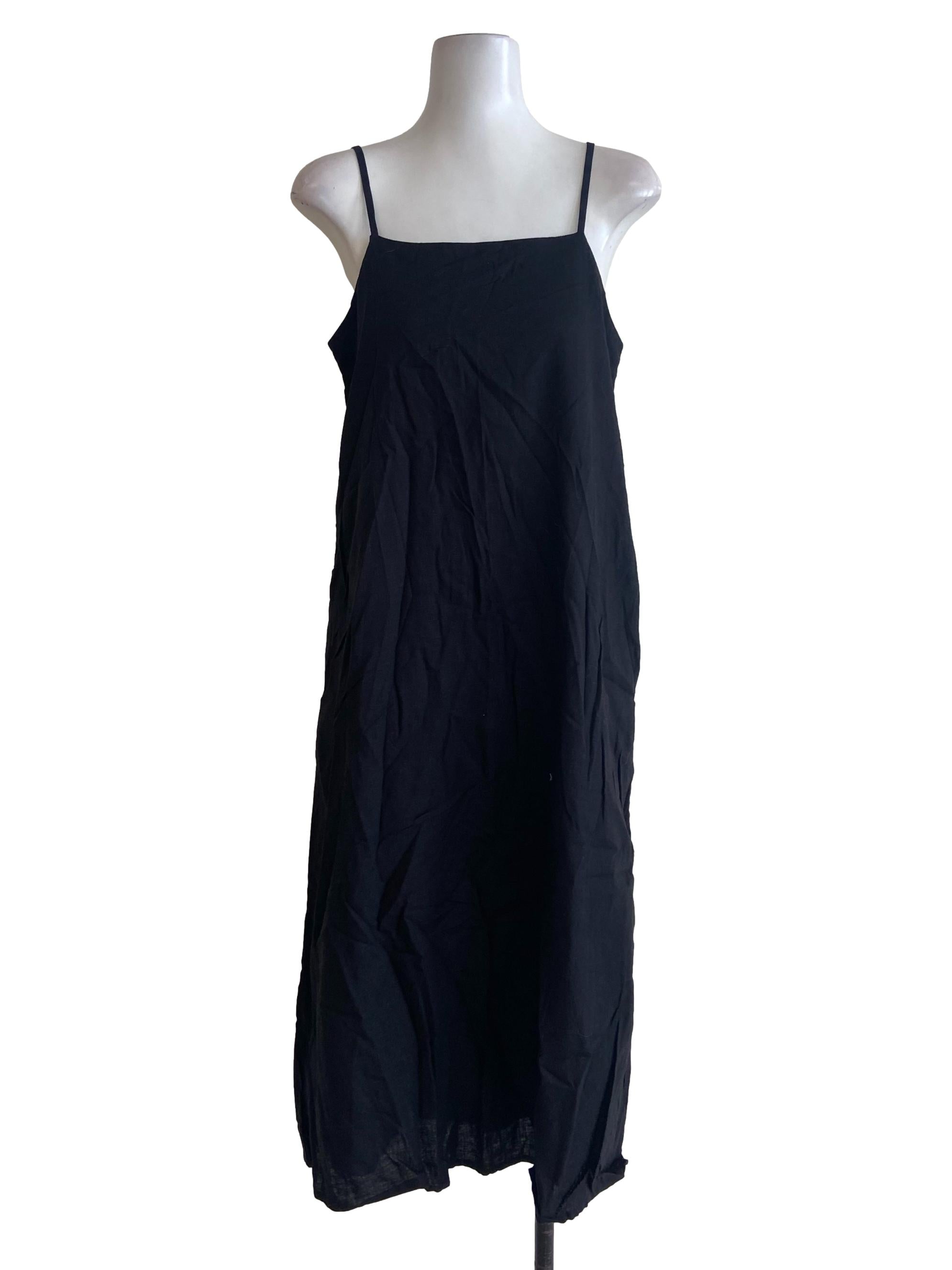 Black Spaghetti Straps Slip Dress