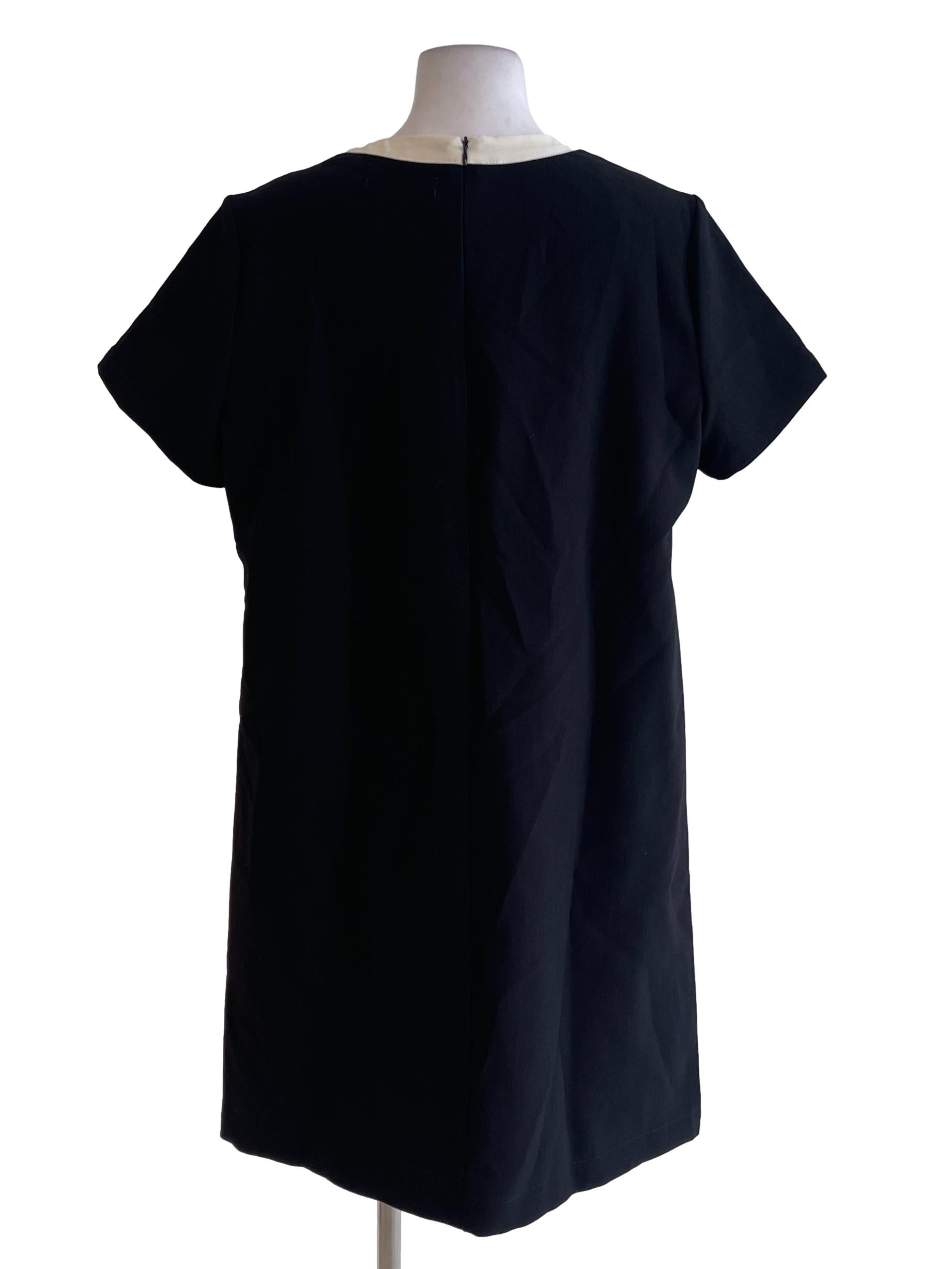Black White Outline Short Sleeve Dress