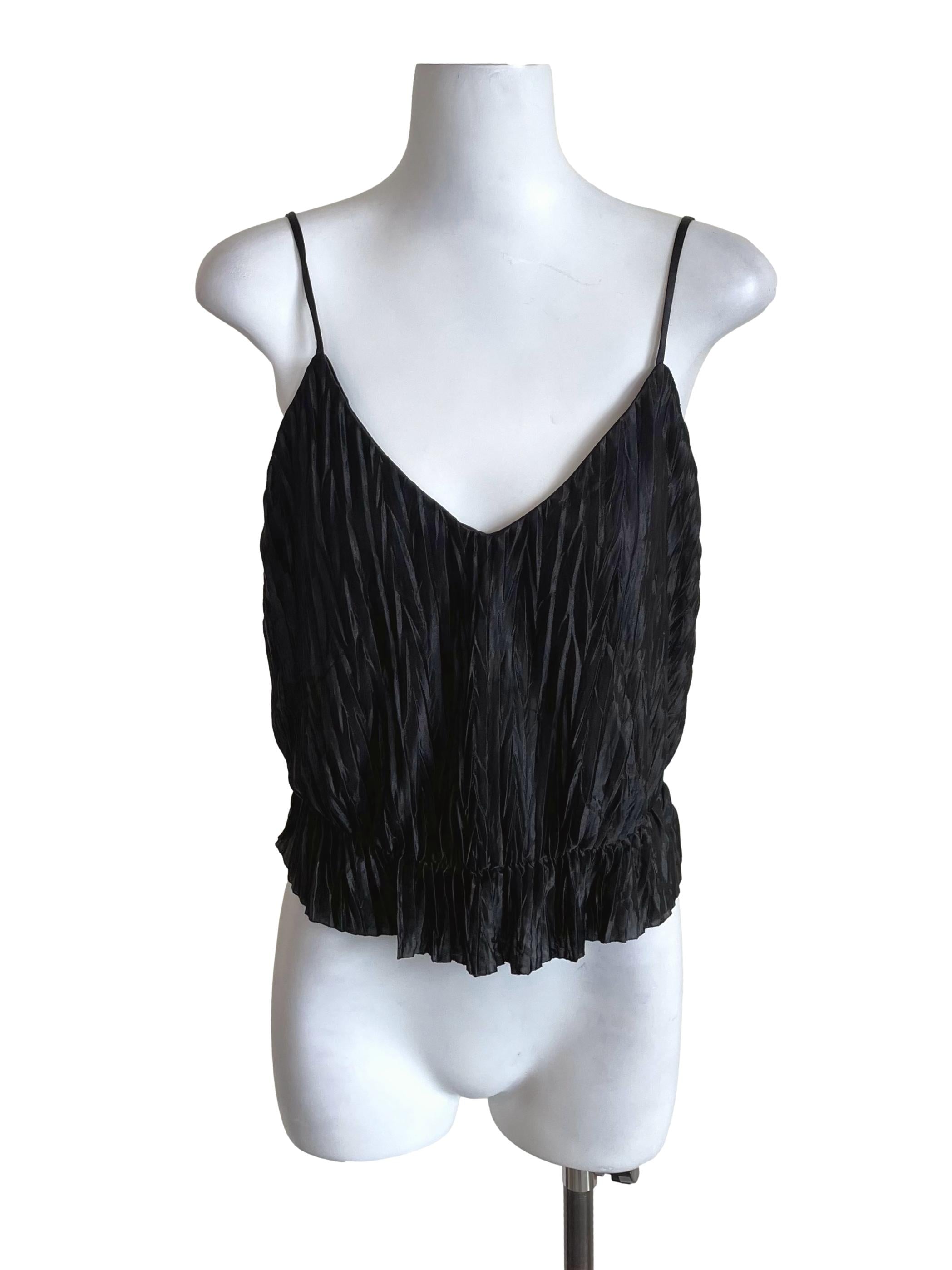 Black Wrinkly Crop Camisole