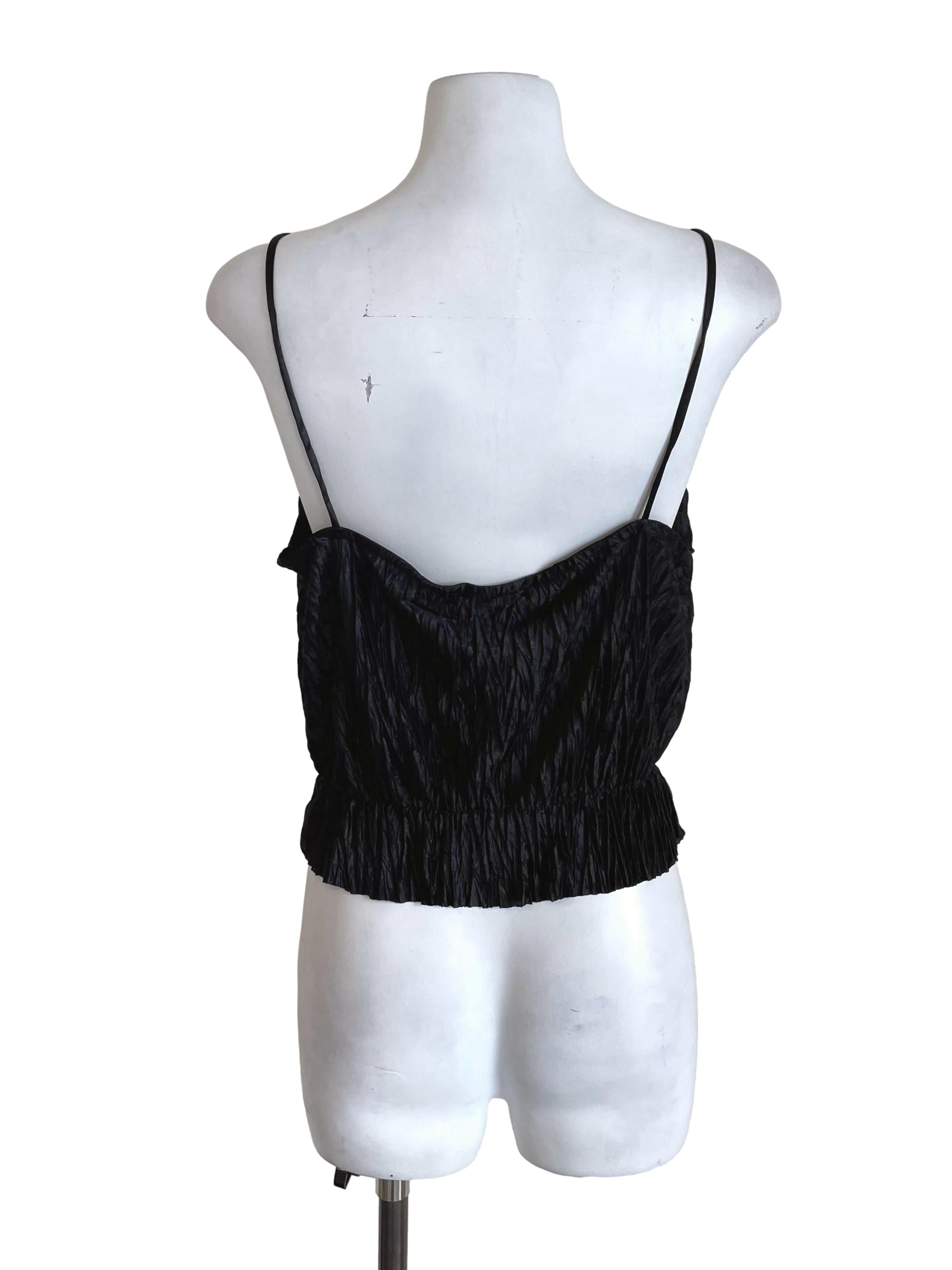 Black Wrinkly Crop Camisole