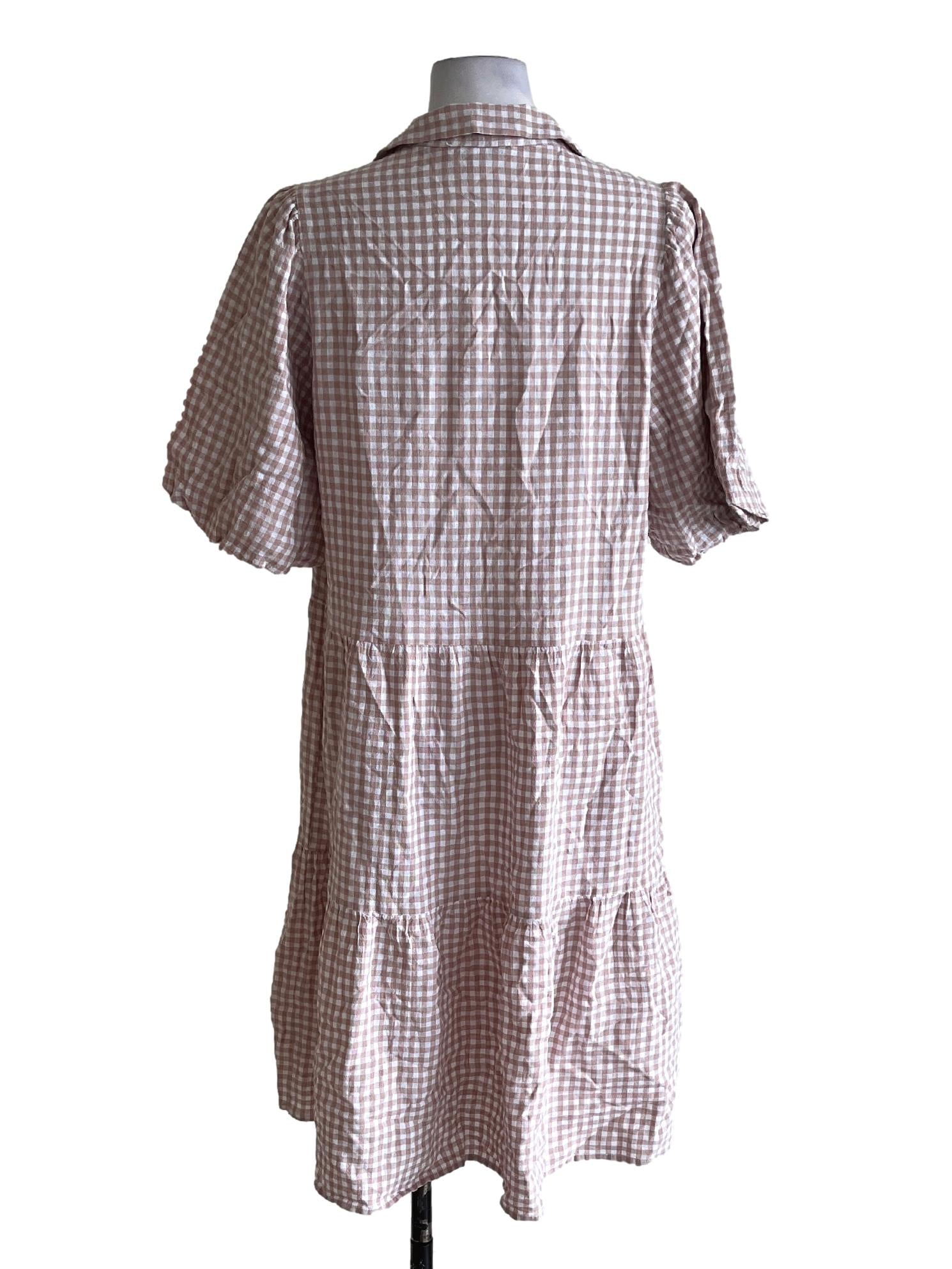 Salt Beige Plaid Pattern Dress