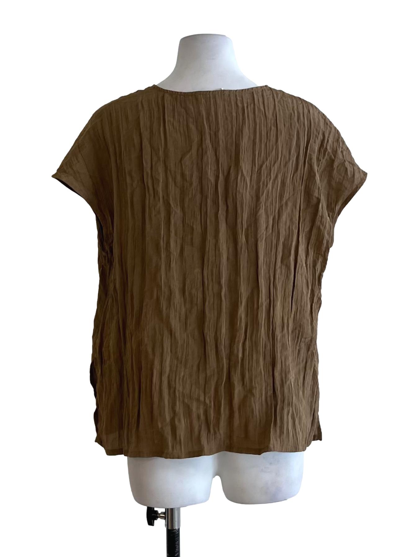 Crinkled V-Neck Shift Top OSN