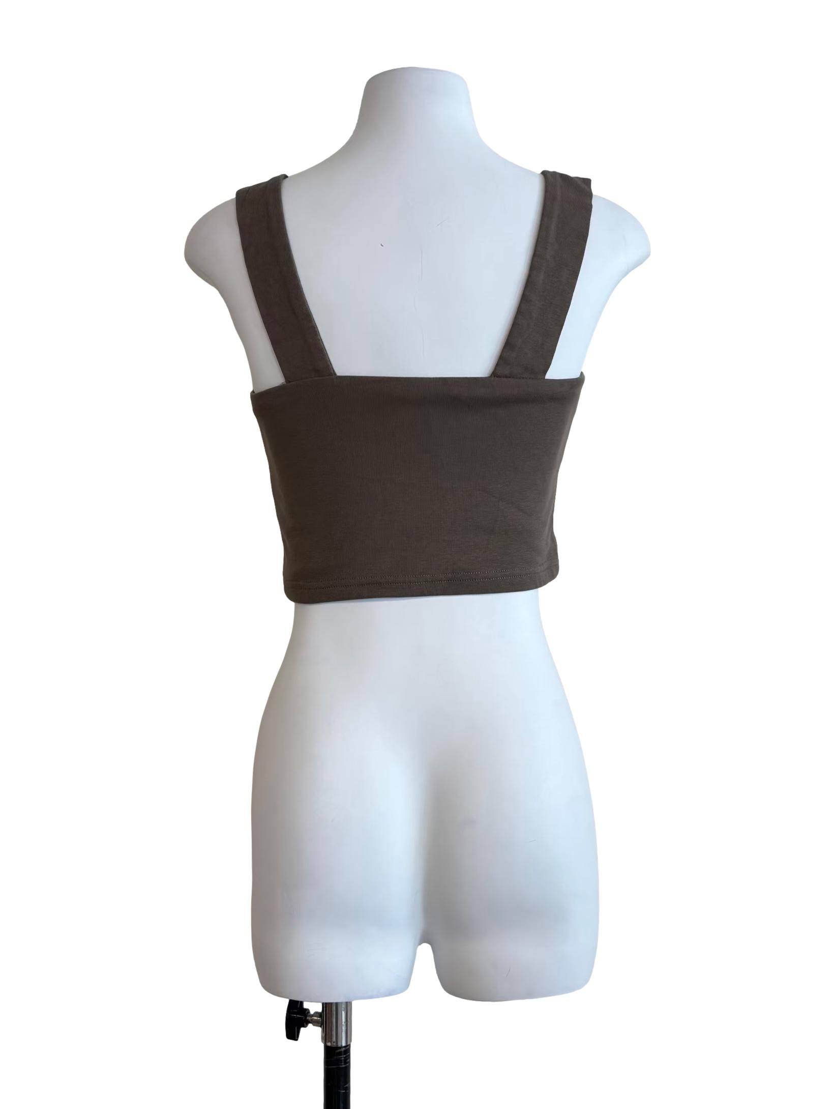 Taupe Brown Sleeveless Crop Top