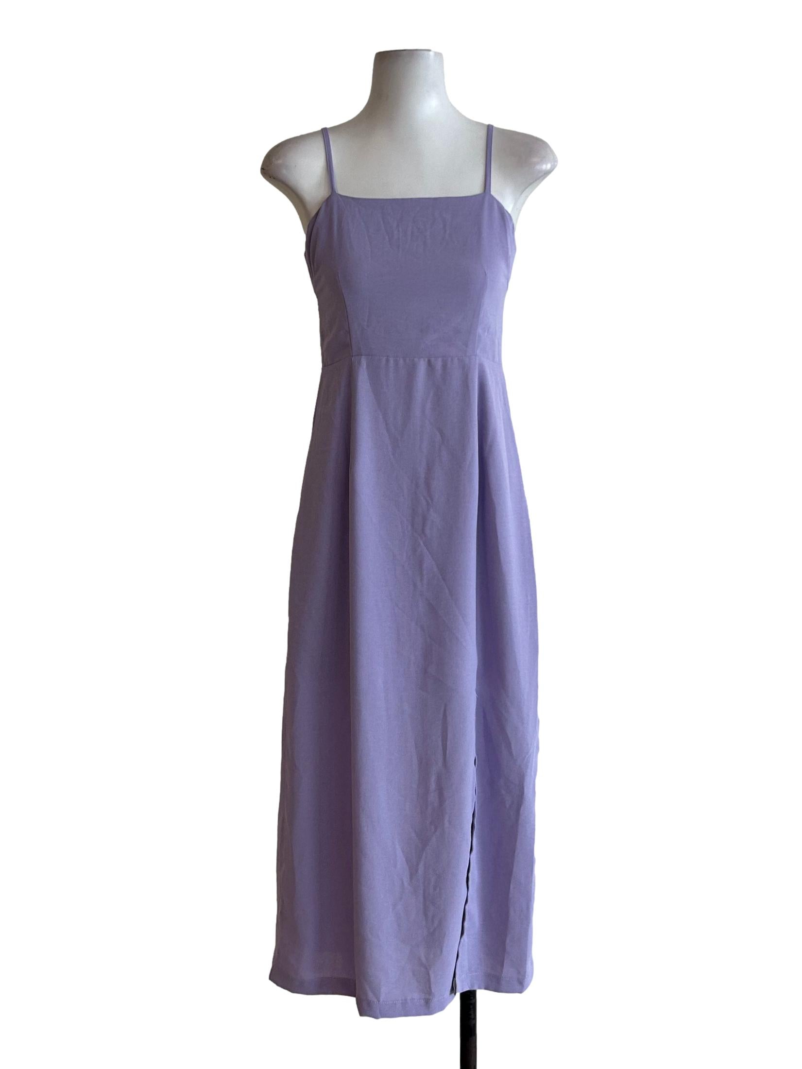 Lavender Purple Spaghetti Strap Slit Dress