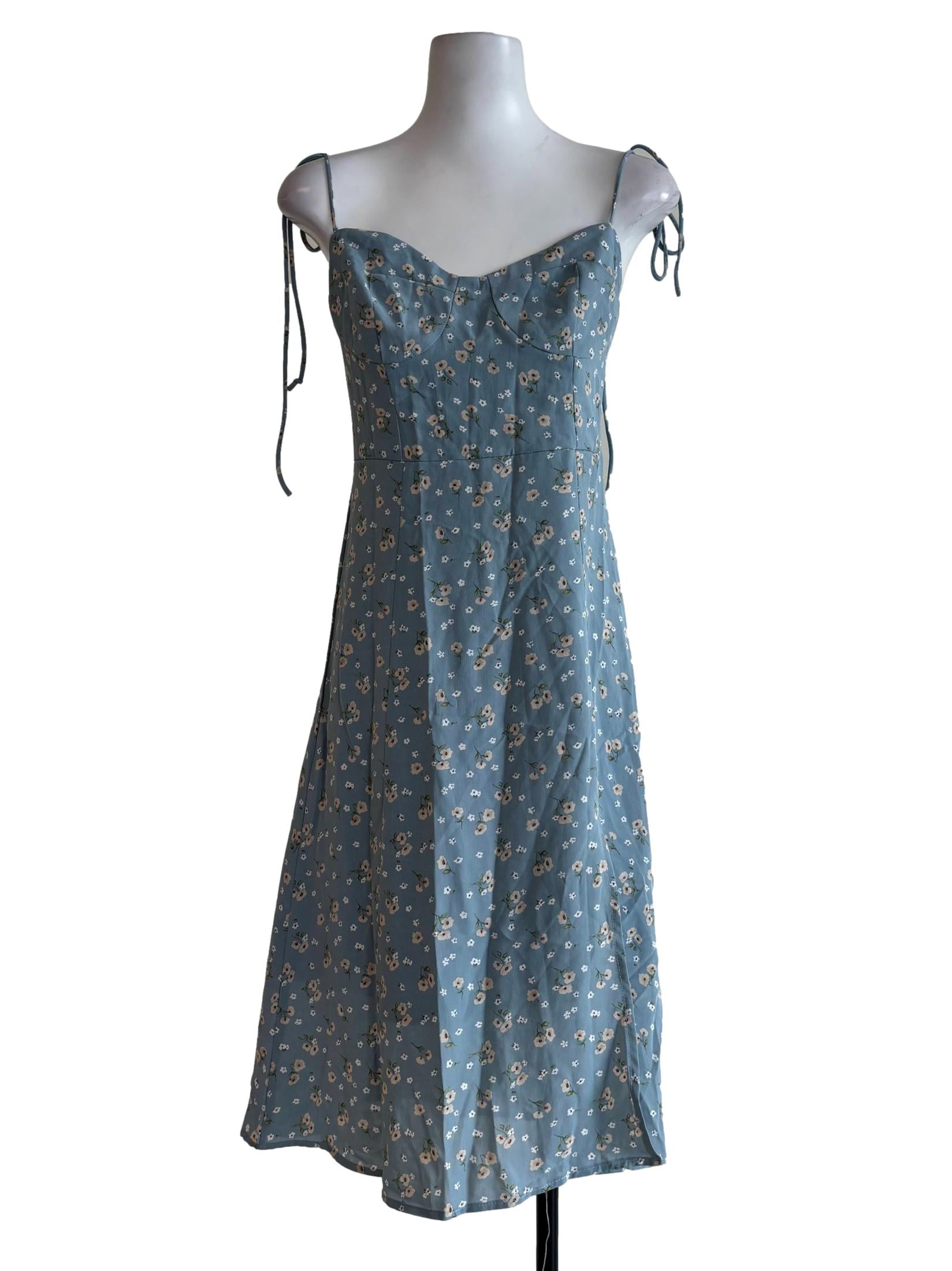 Carolina Blue Floral A-Line Dress