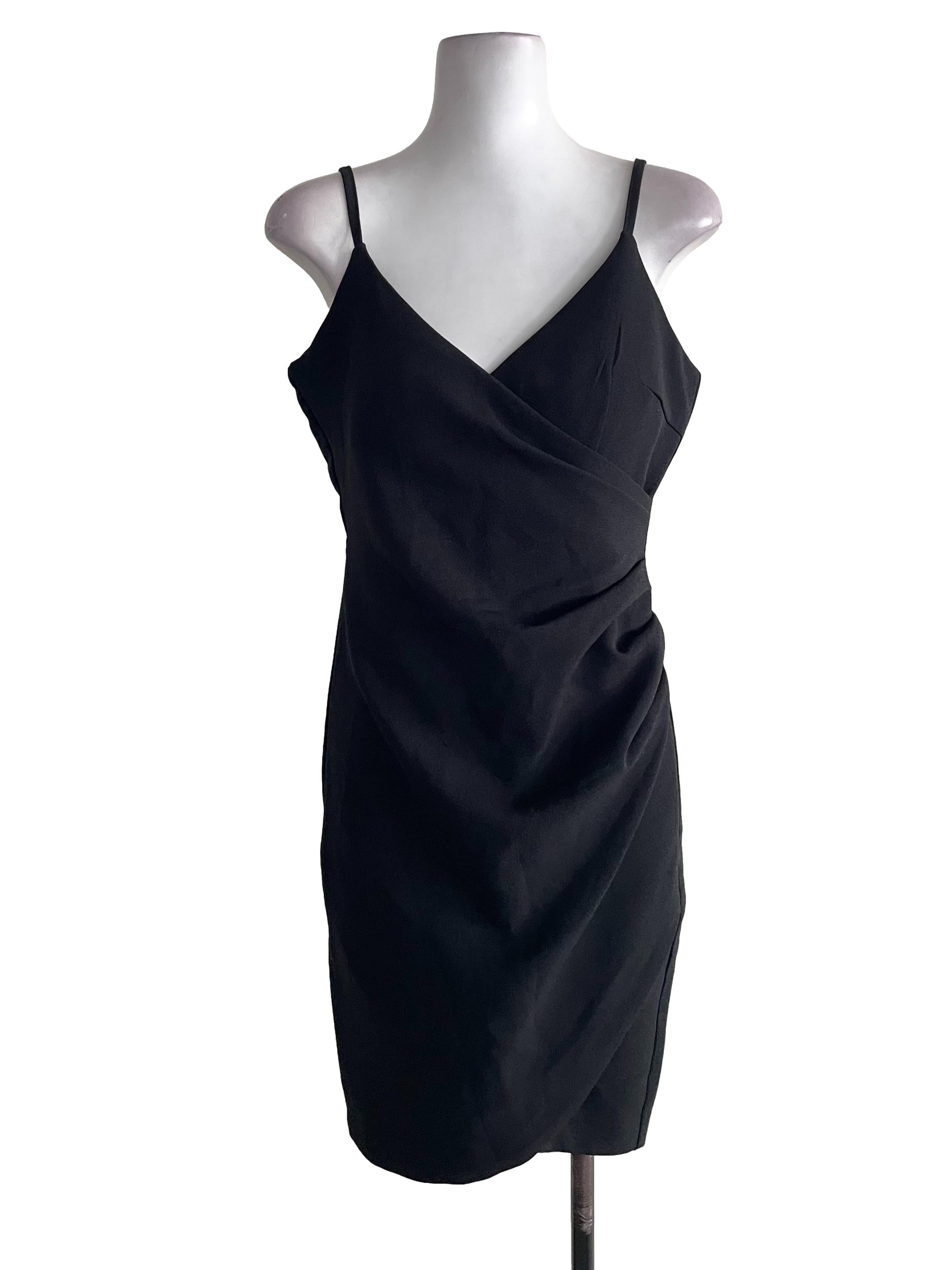 Black Draped Sheath Dress