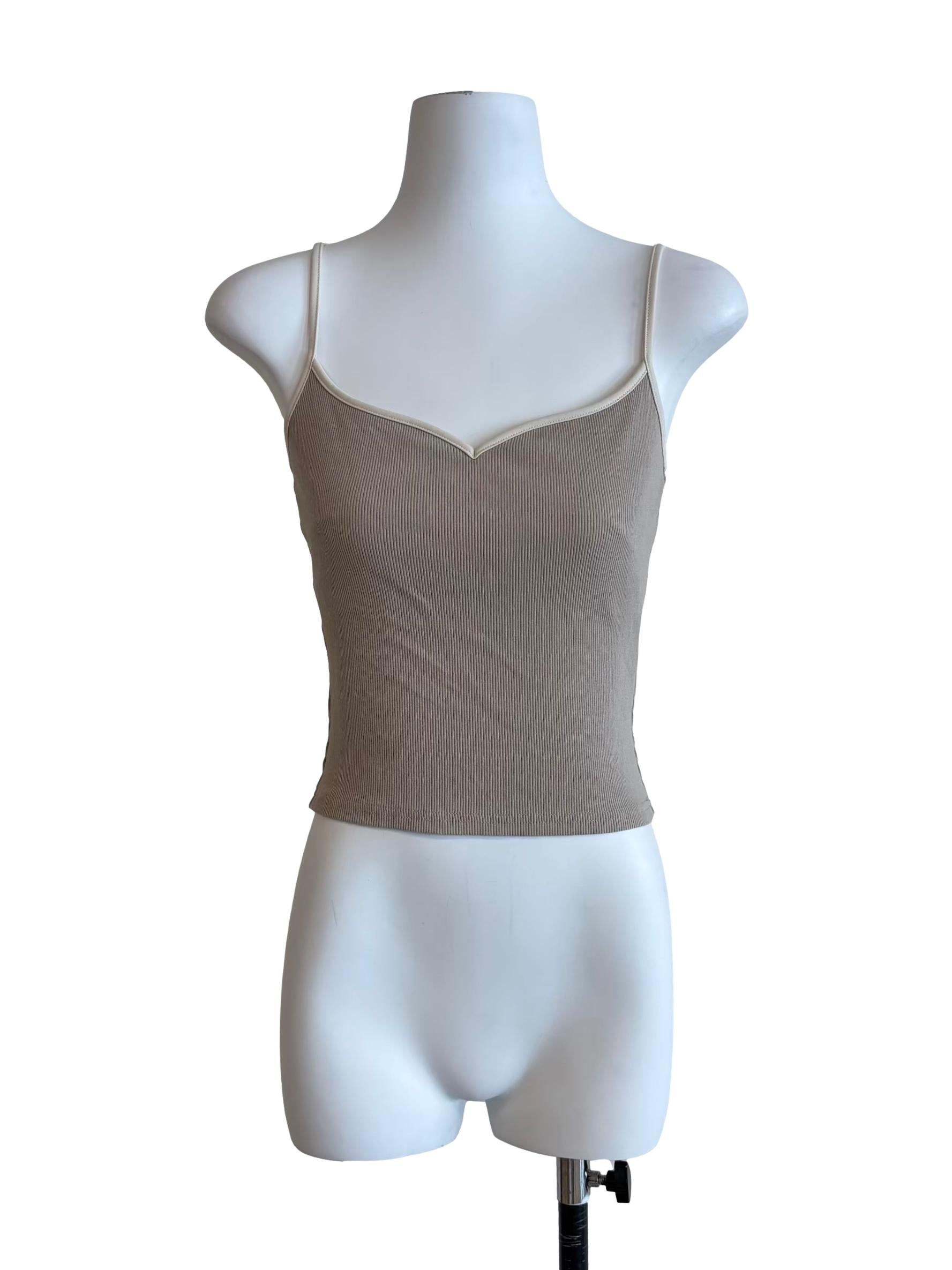 Khaki Sweetheart Ribbed Camisole