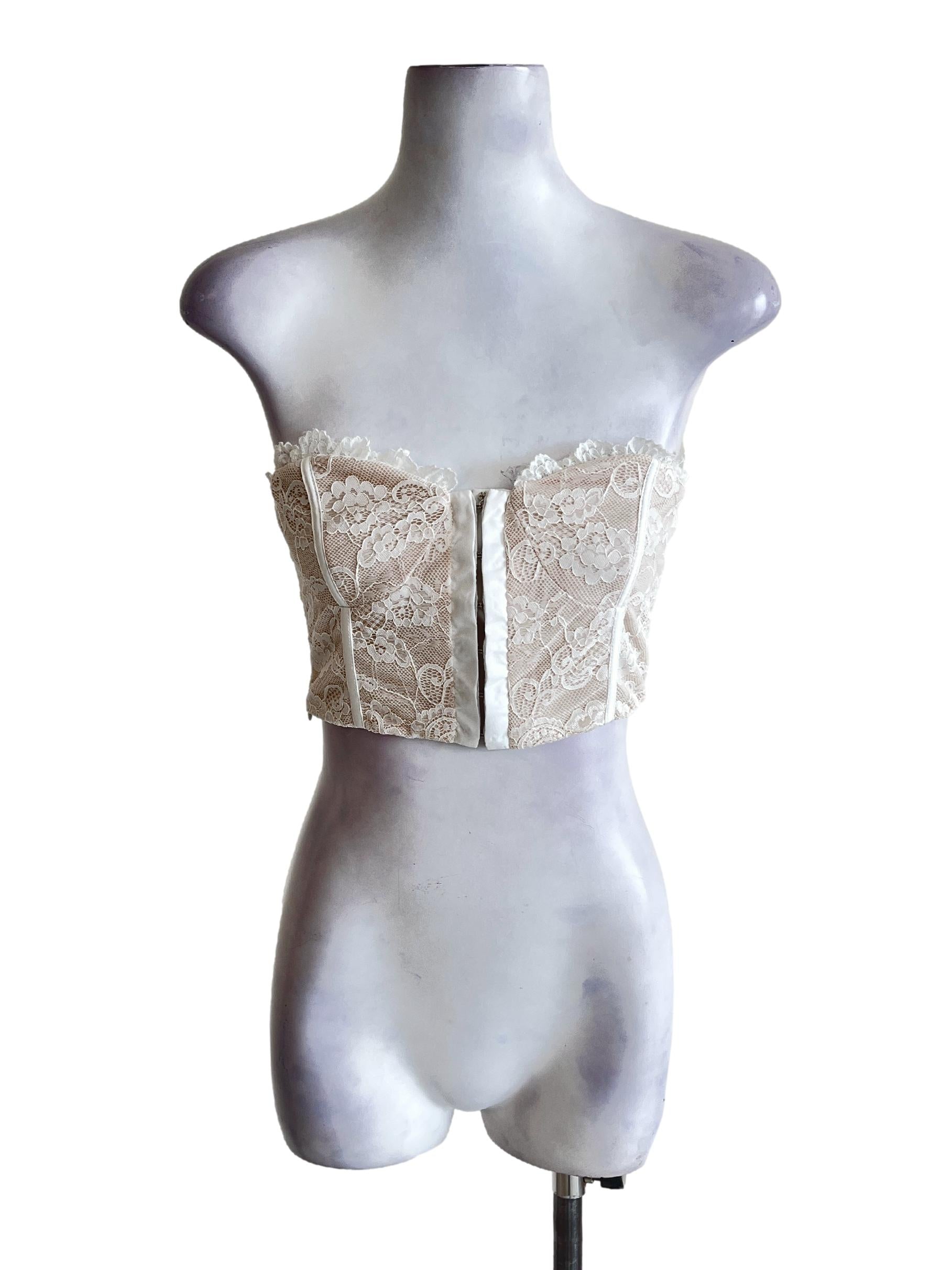 White Flower Lace Beige Crops