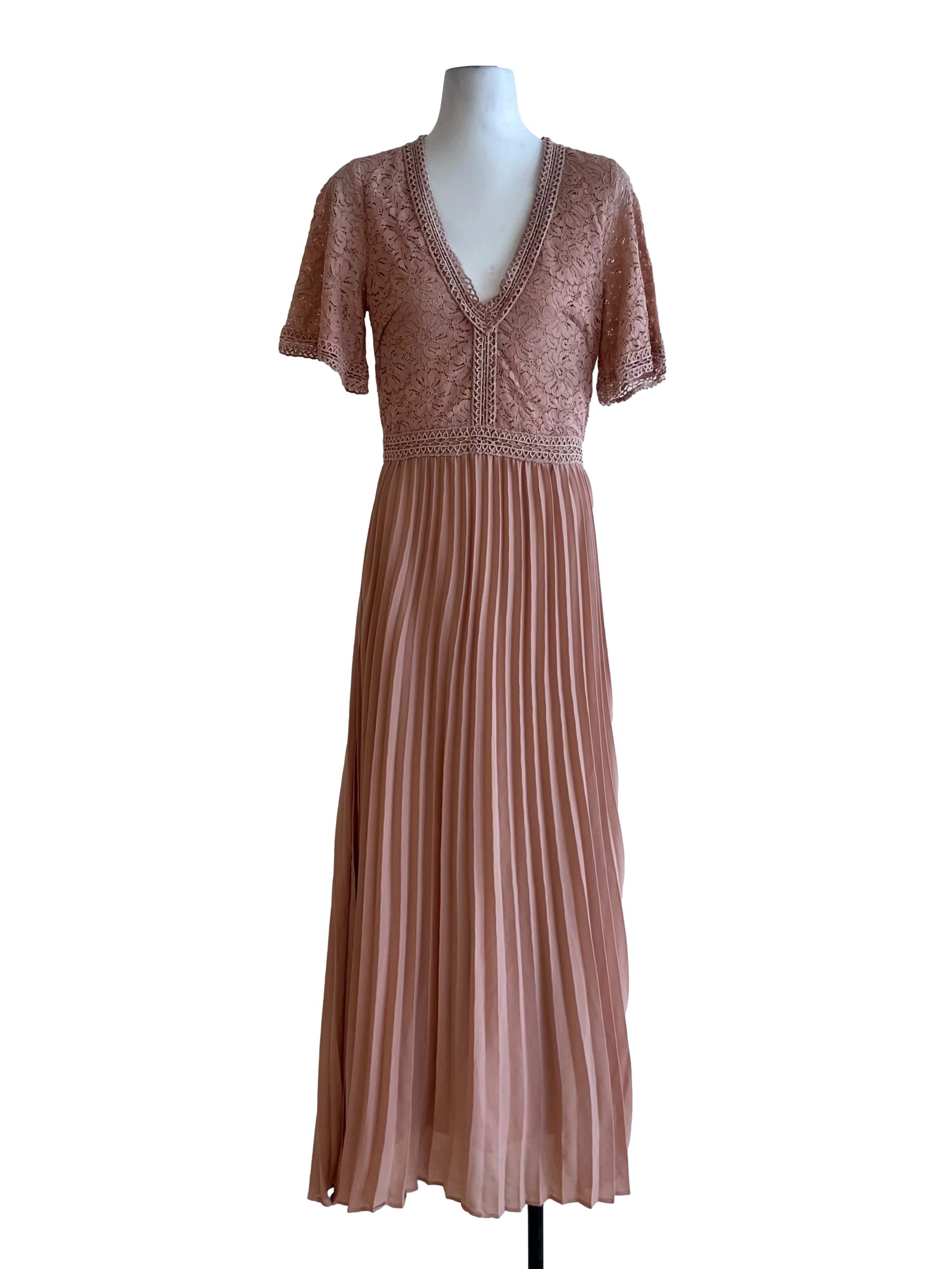 Blush Pink Lace Empire Dress
