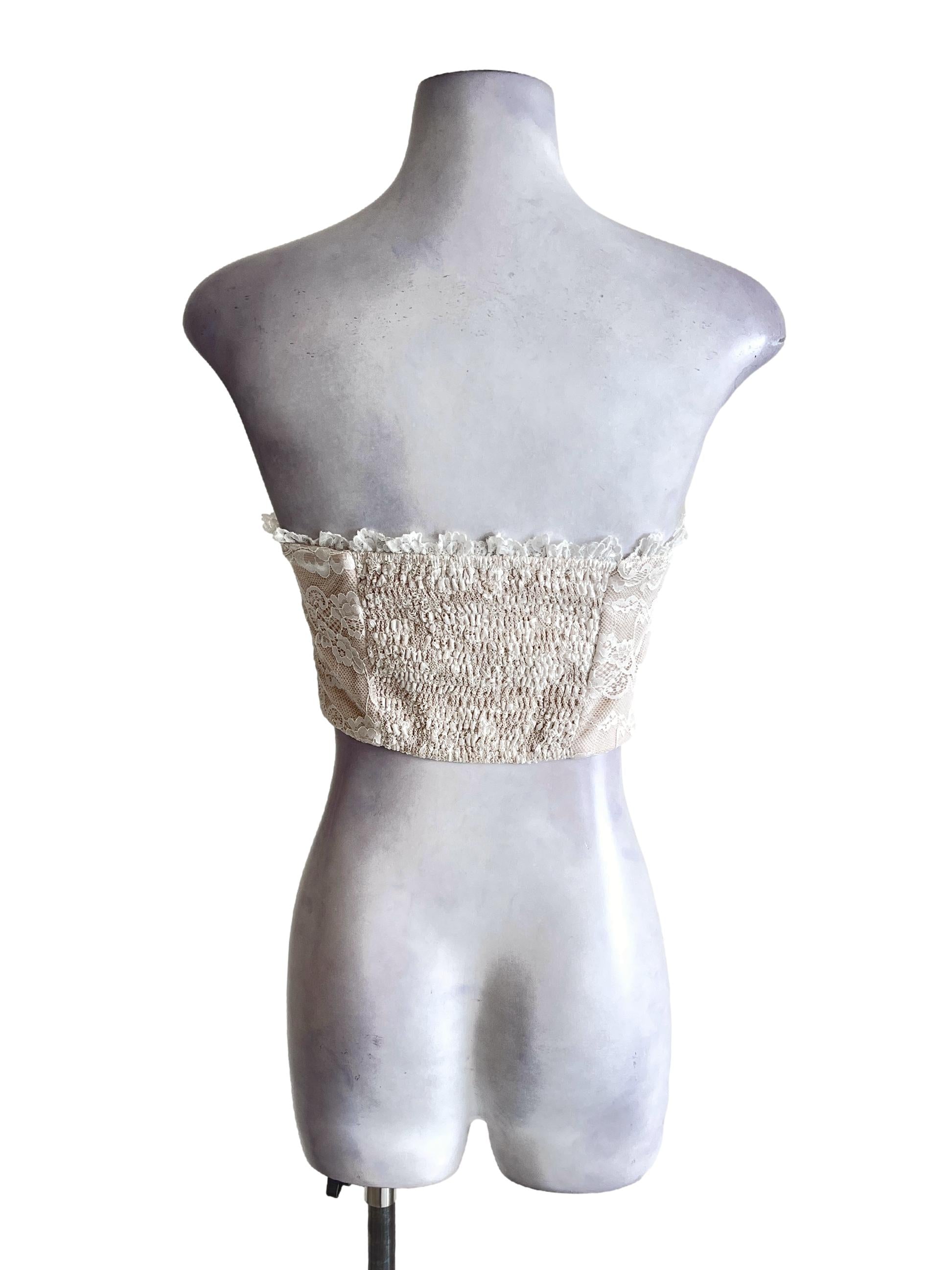 White Flower Lace Beige Crops