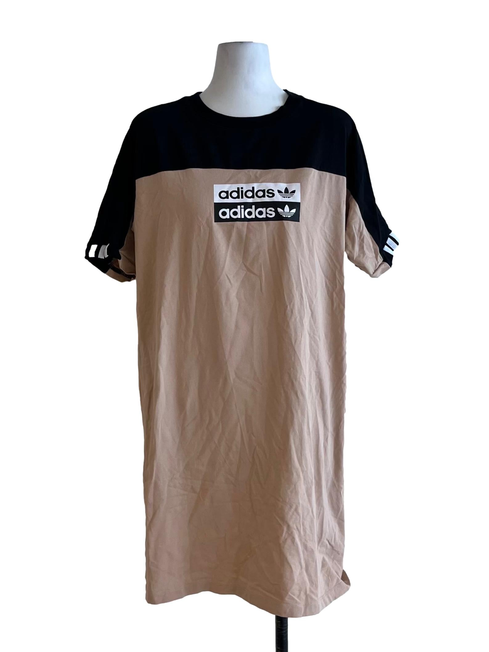 Beige Logo Neckline Tee Dress