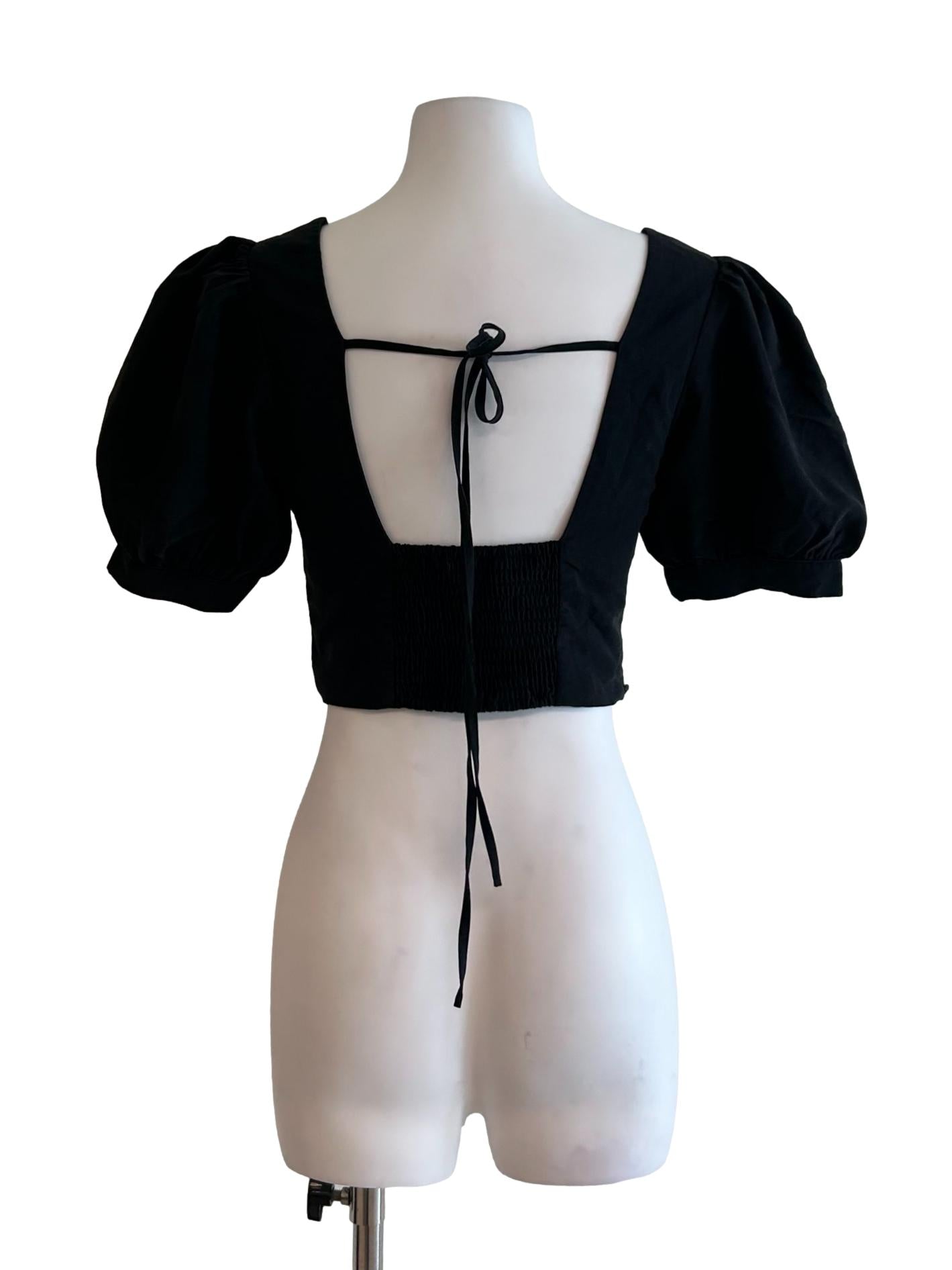 Black Puff Sleeved Top