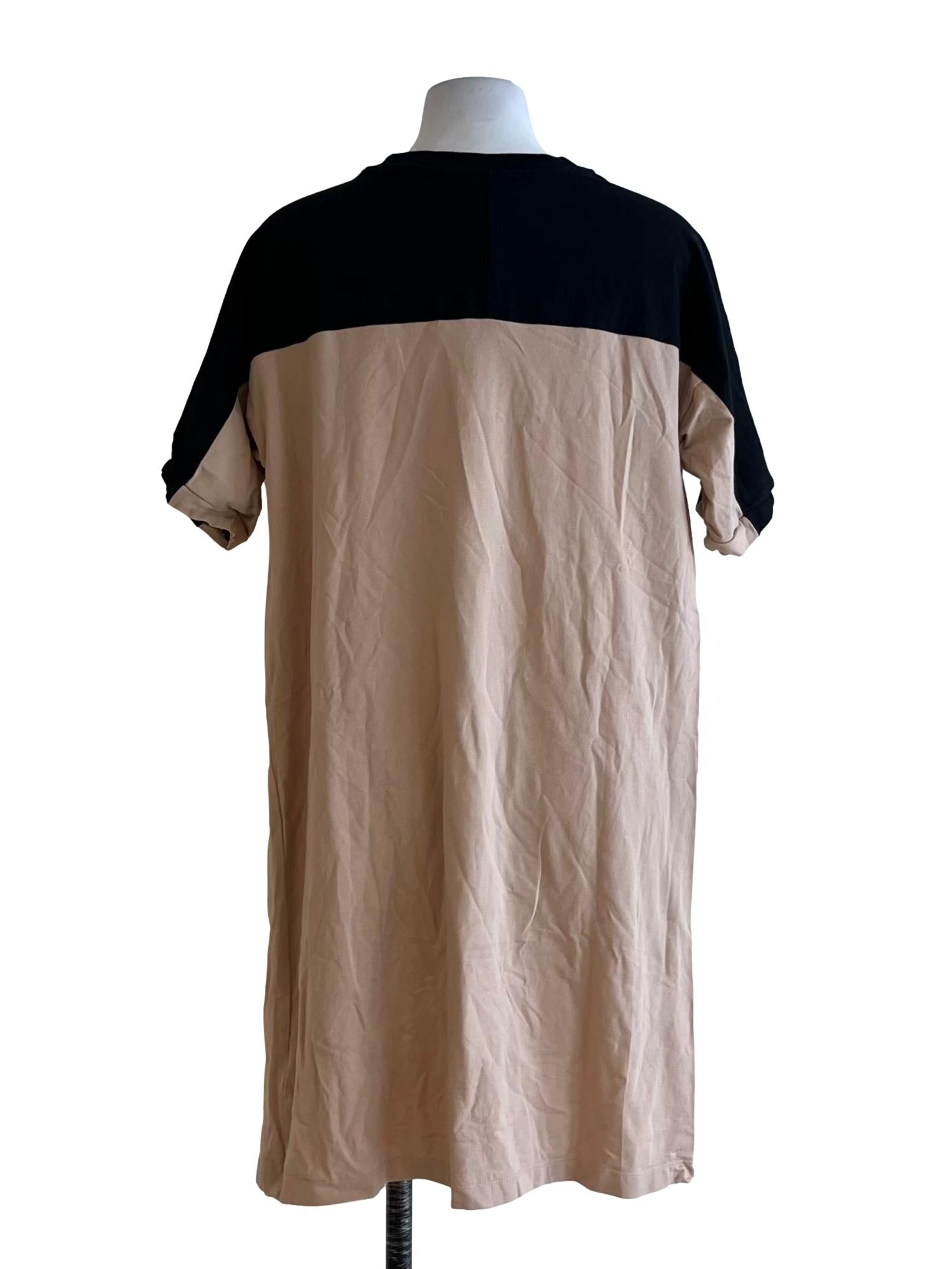 Beige Logo Neckline Tee Dress