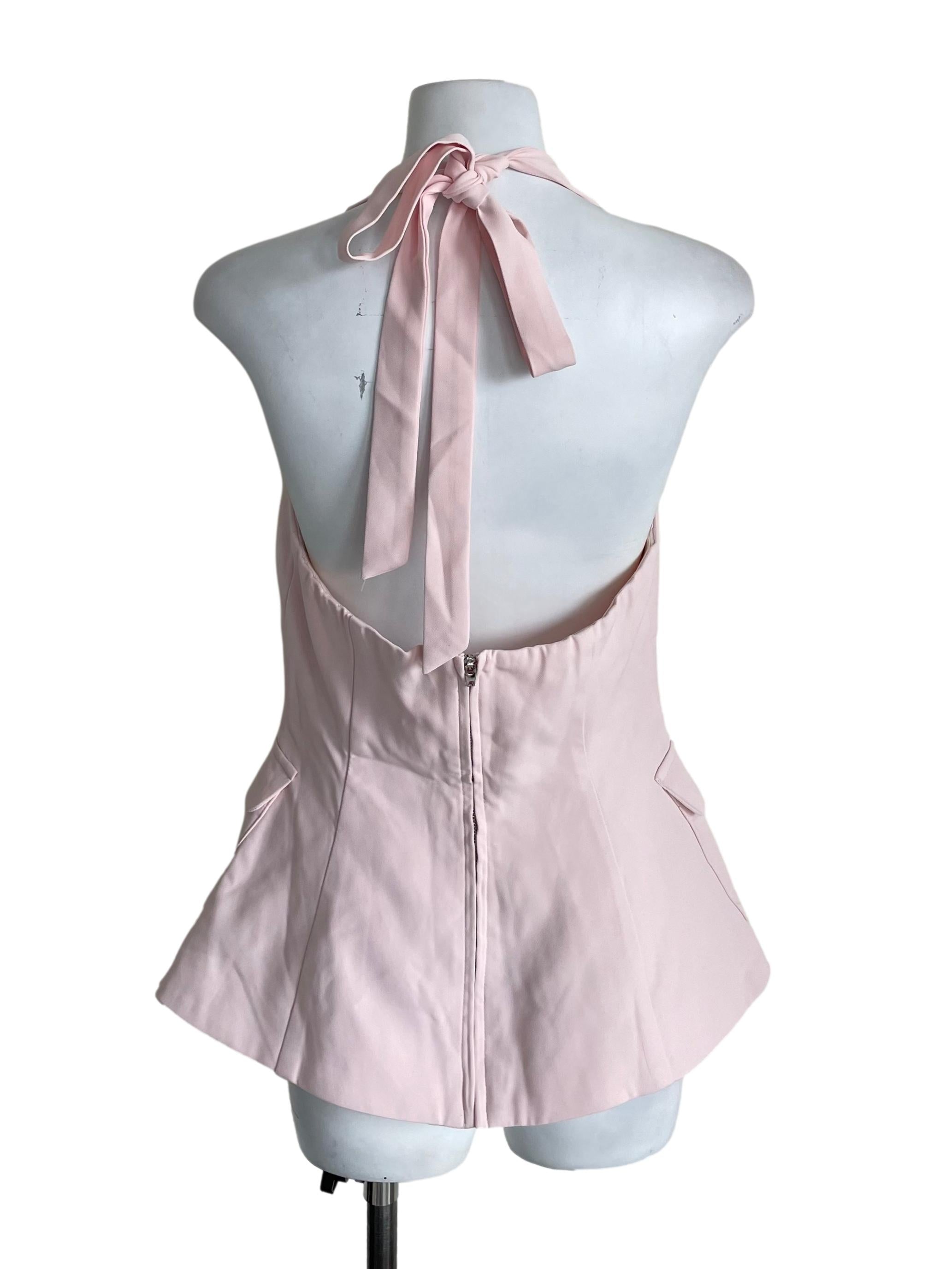 Pale Pink Halter Neck Tie Sweet Top