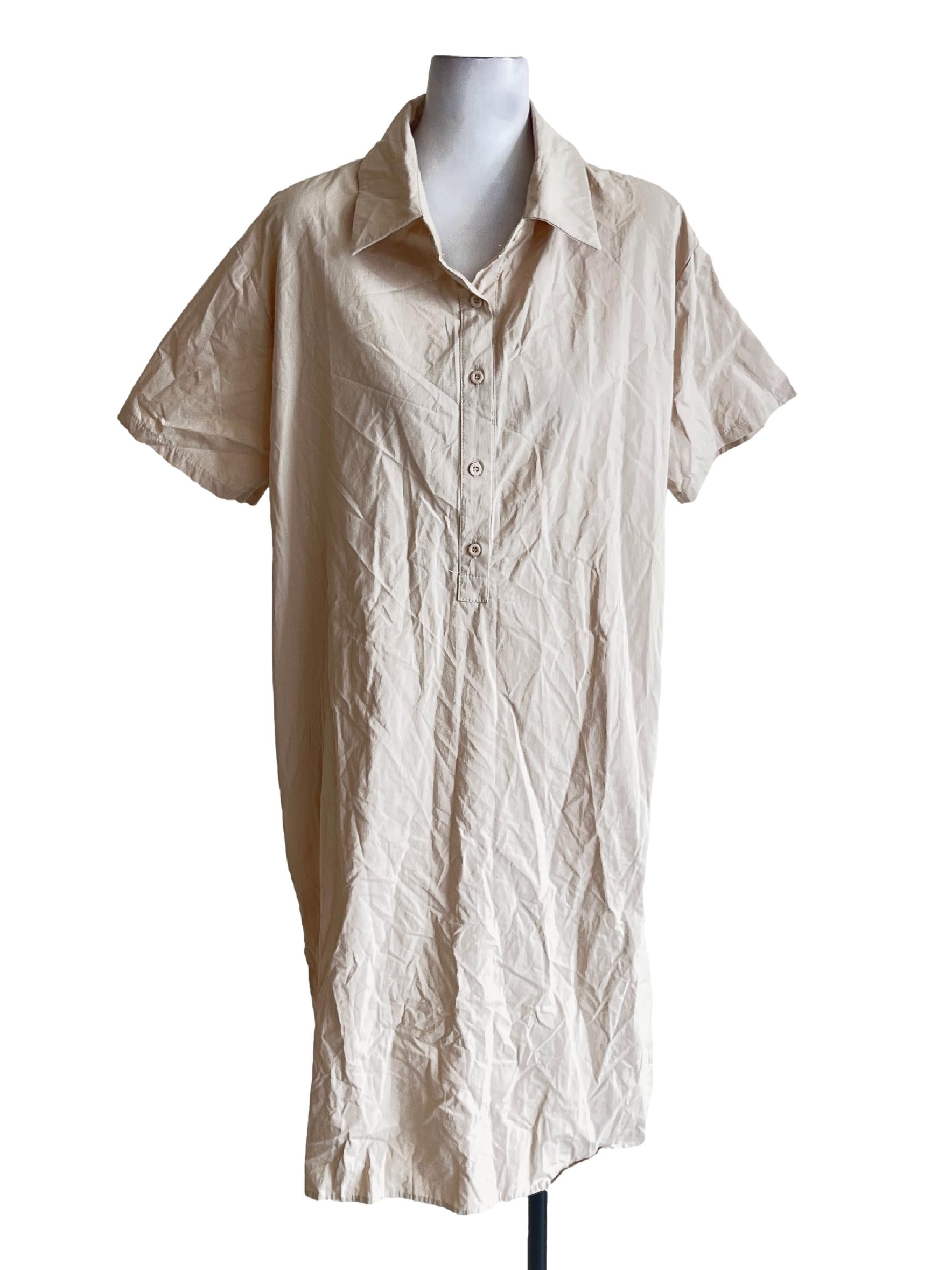 Khaki Beige Shirt Dress
