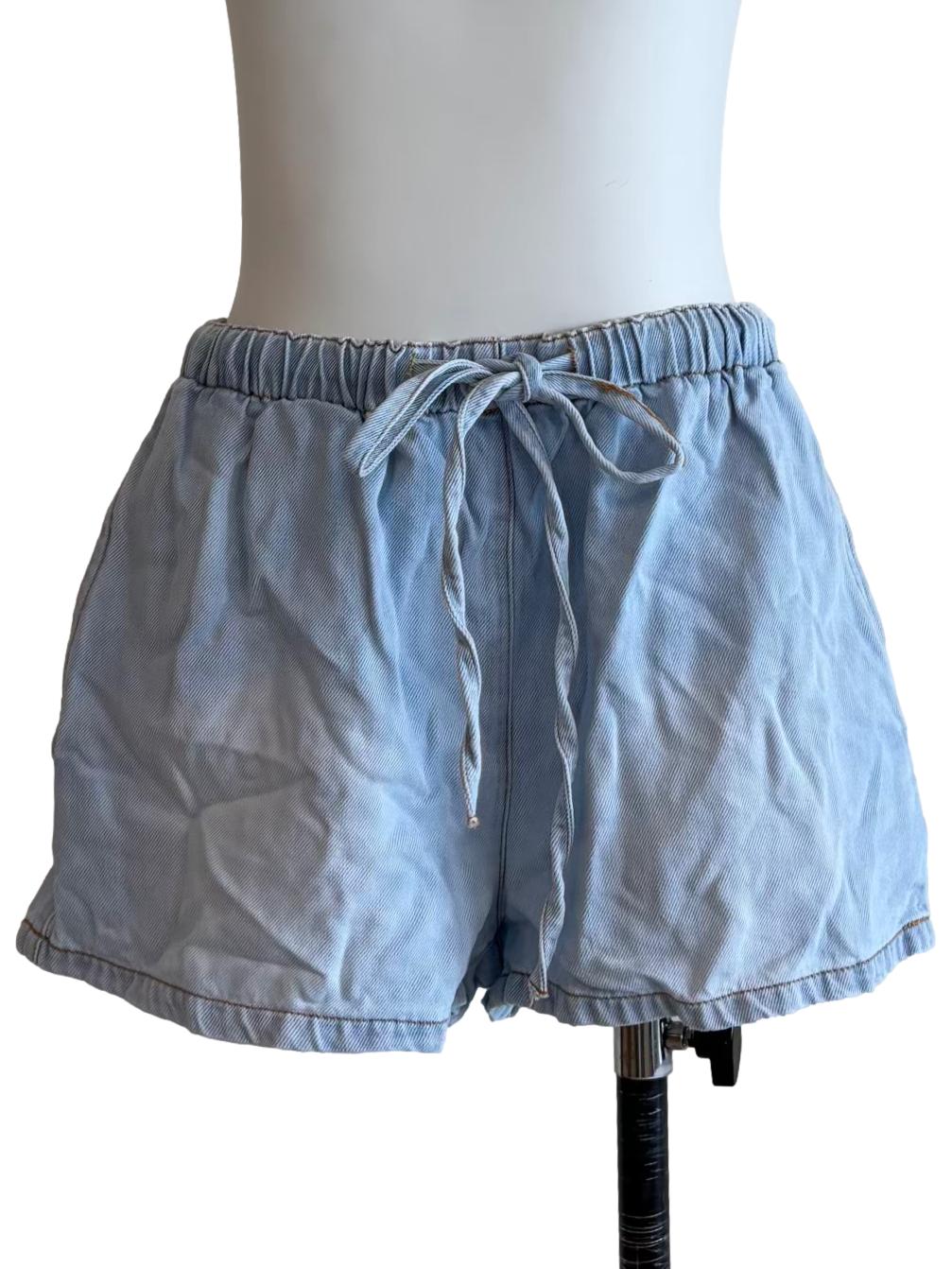 Baby Blue Relaxed Denim Shorts