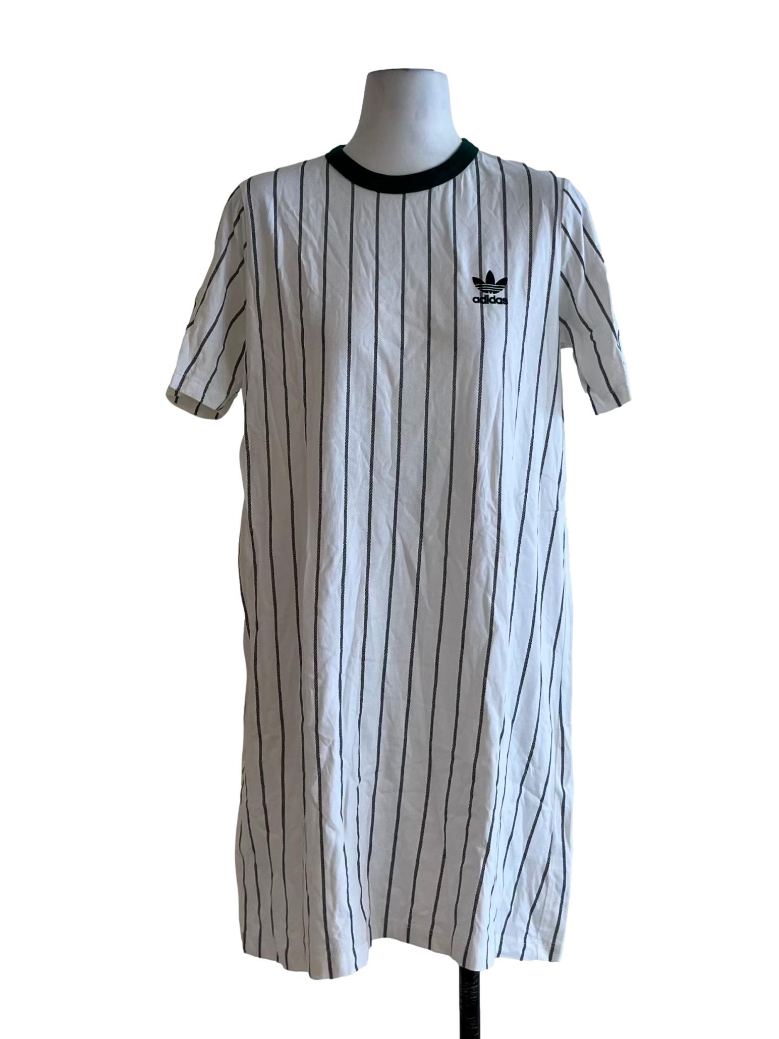 White Candy Stripe Tee Dress