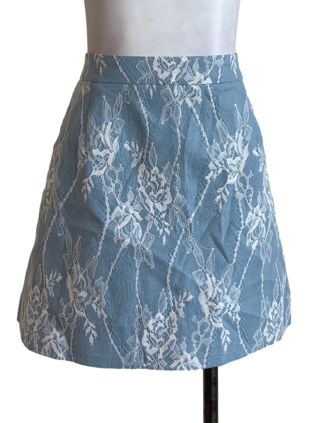 Blue Floral Lace Shorts