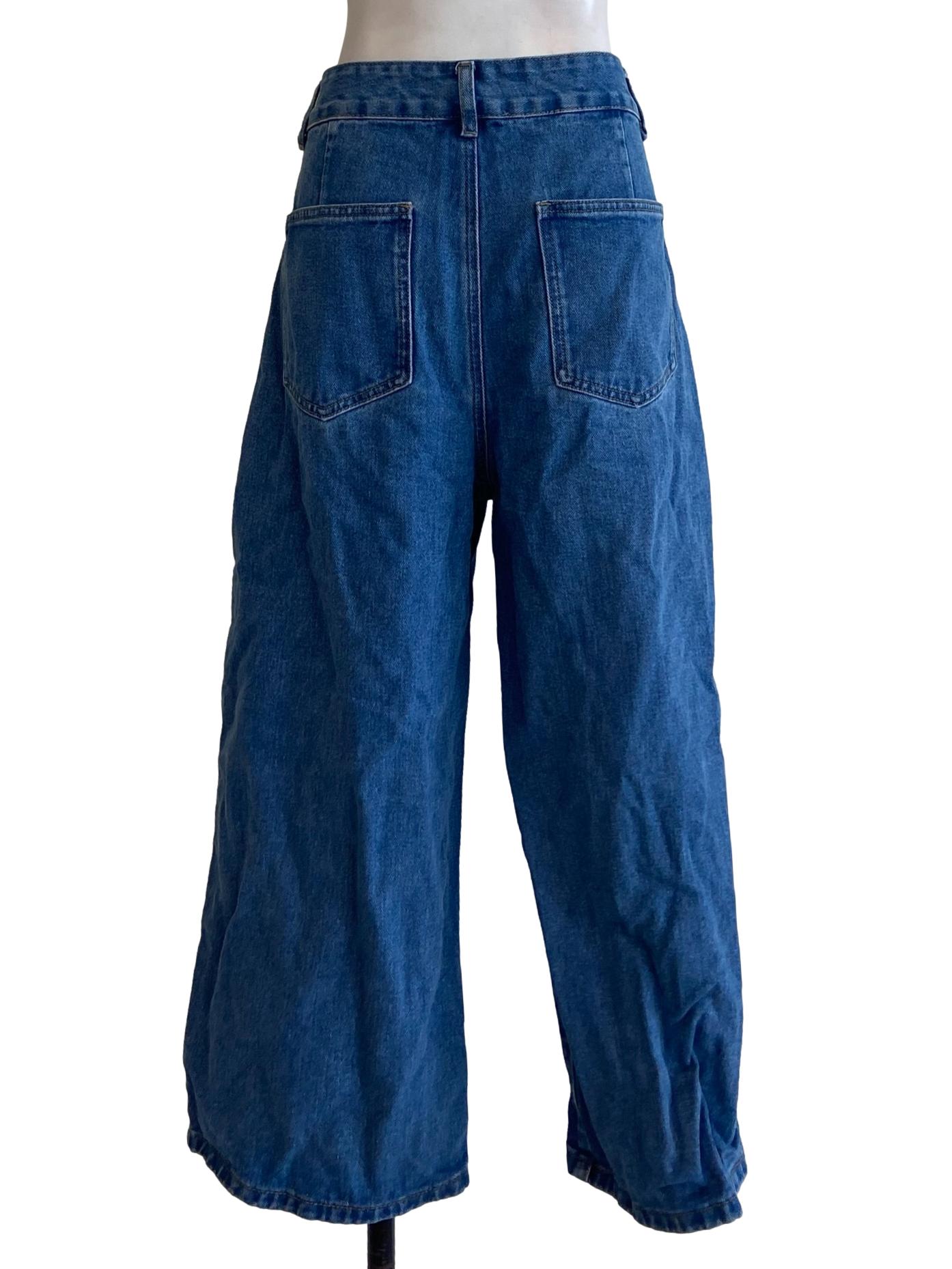 Blue Herringbone Straight Jeans