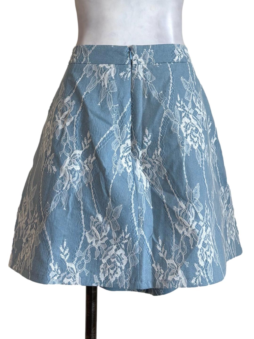 Blue Floral Lace Shorts