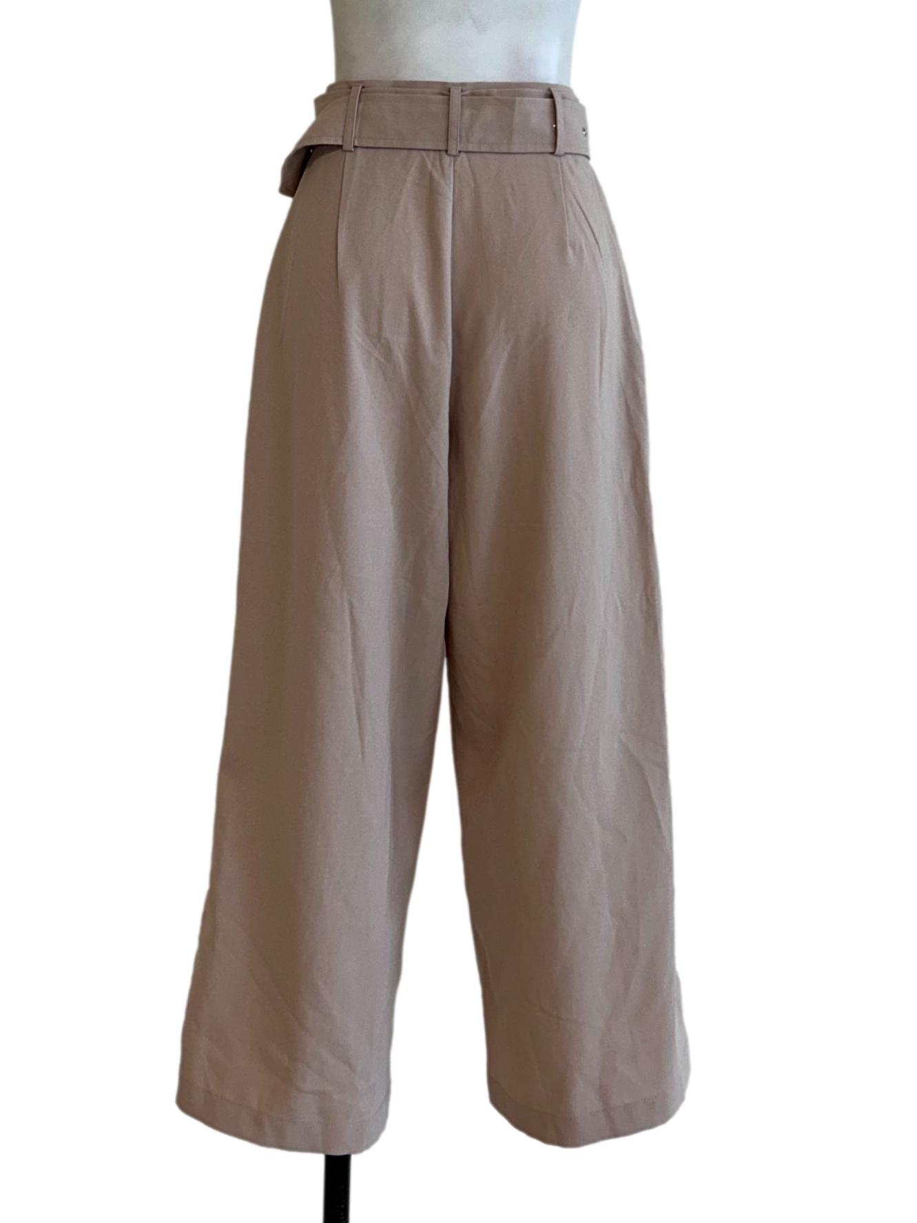Khaki Brown Belted Straight Cut Pant