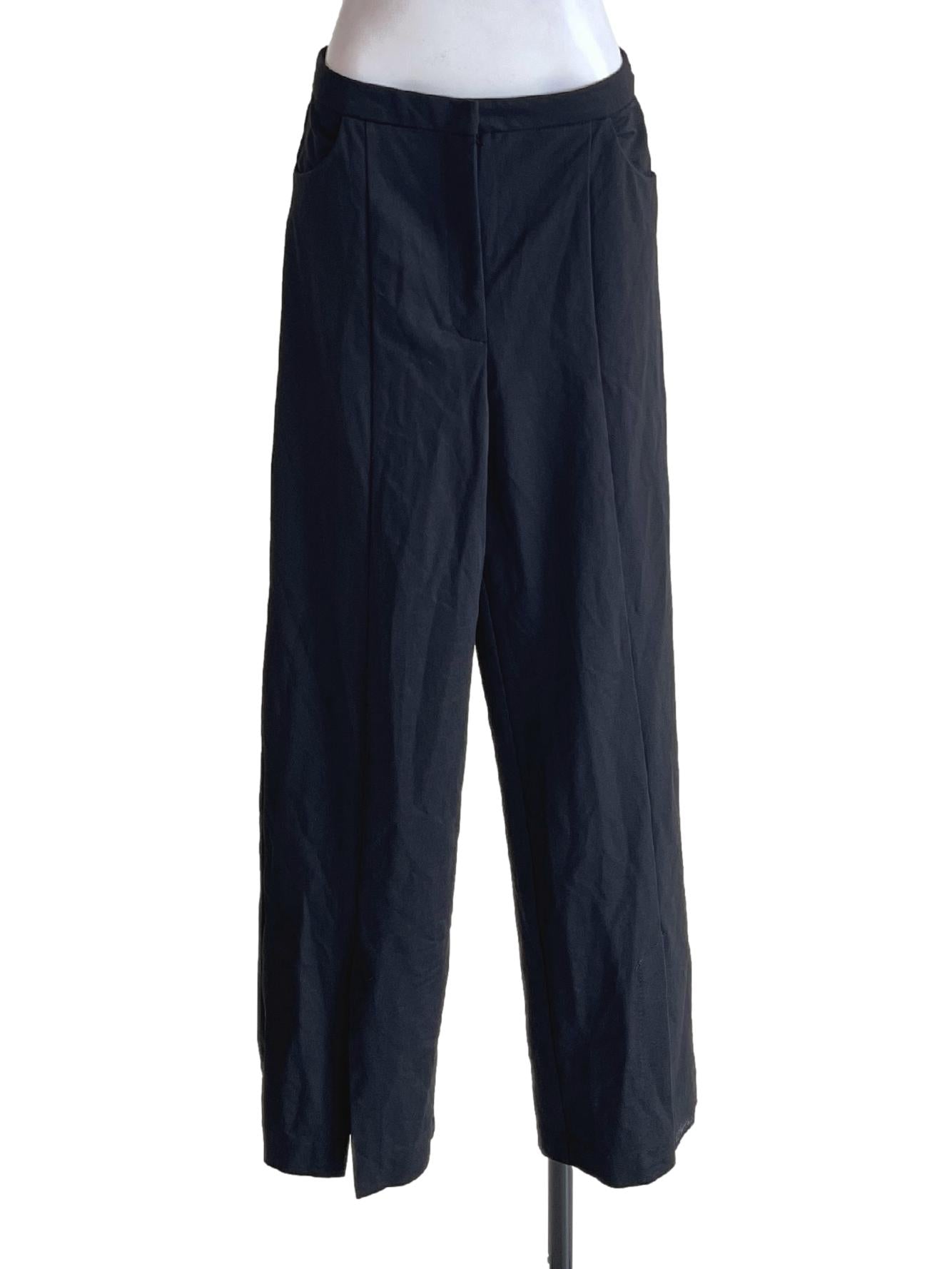 Oil Black Straight Baggy Pants