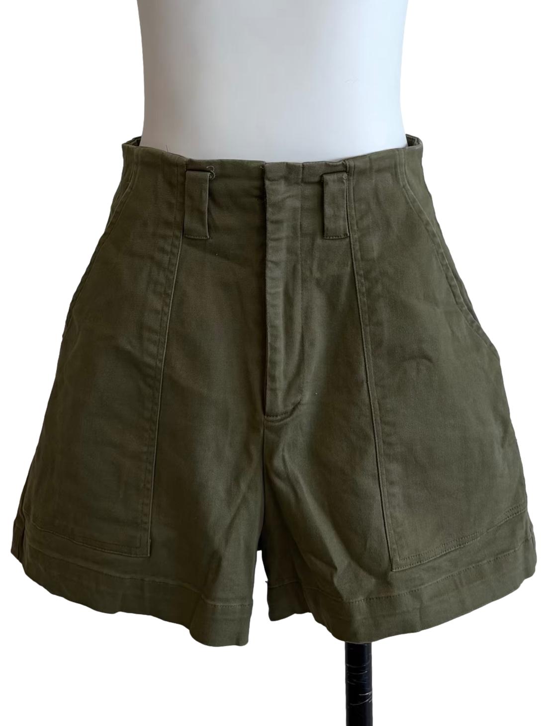 Olive Green Cotton Shorts