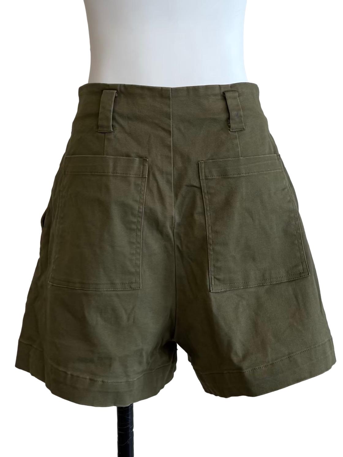 Olive Green Cotton Shorts
