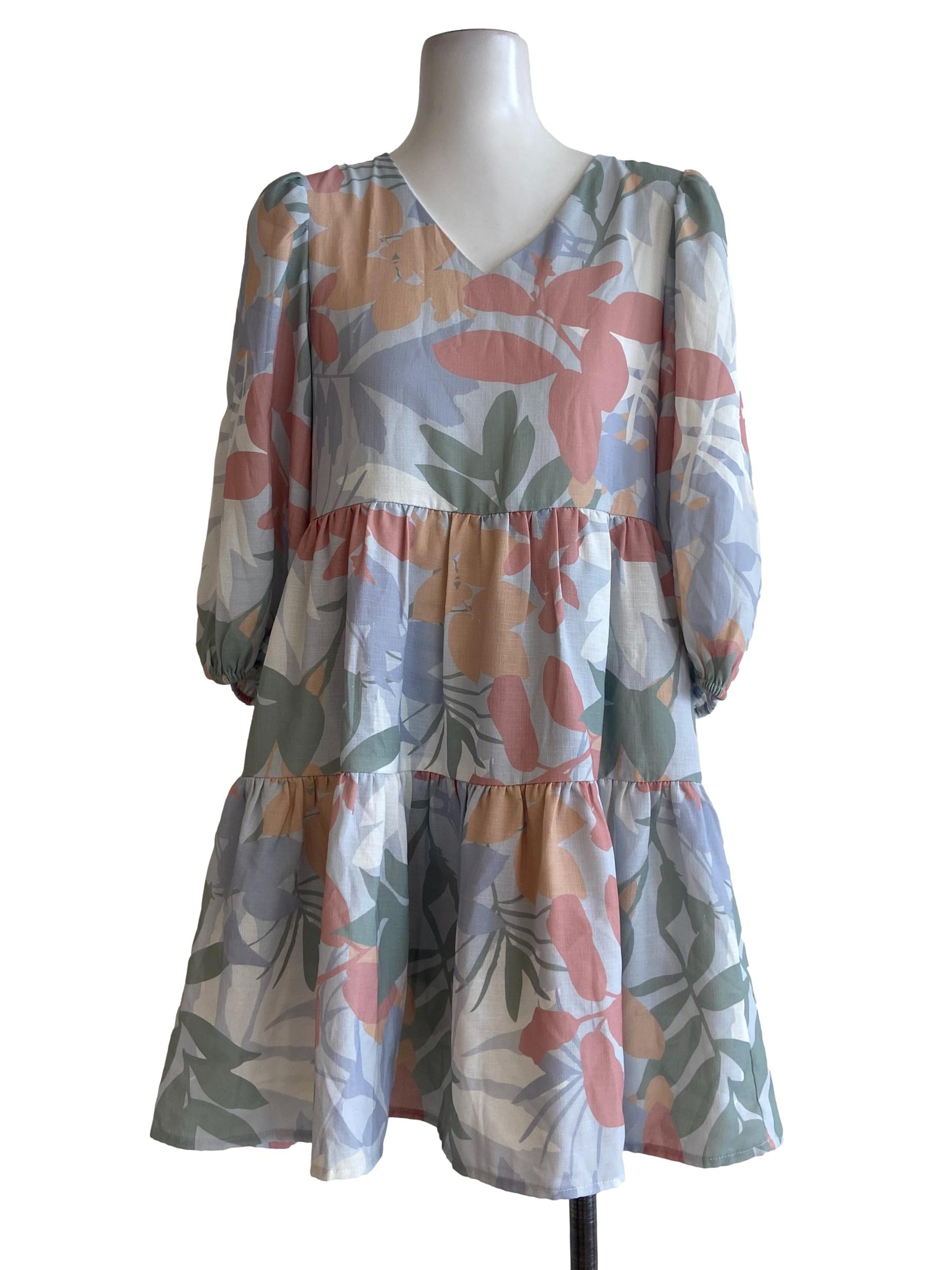 Blue Sky & Floral V Neck Layered Rompers