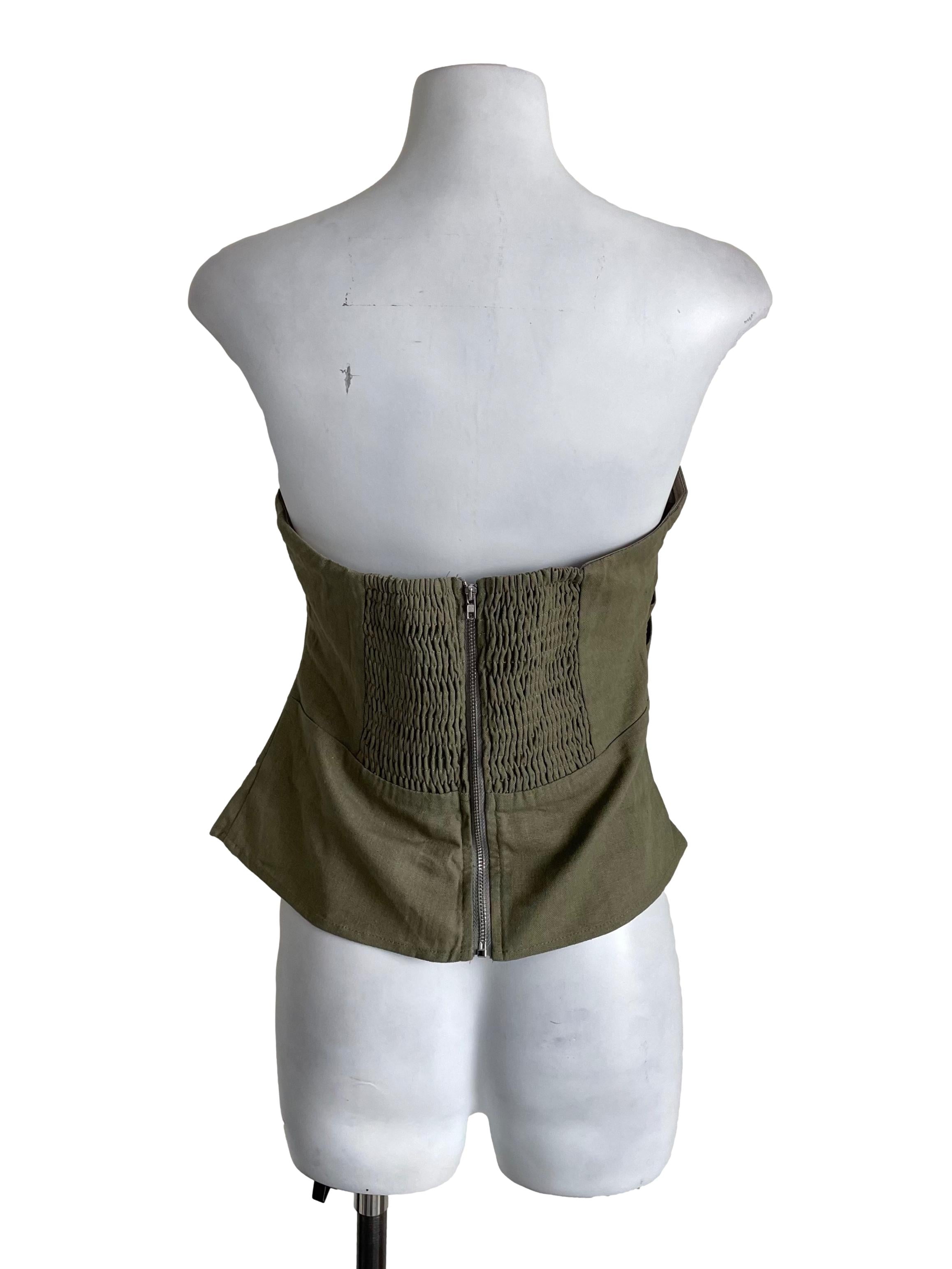Light Crocodile Draped Strapless Top