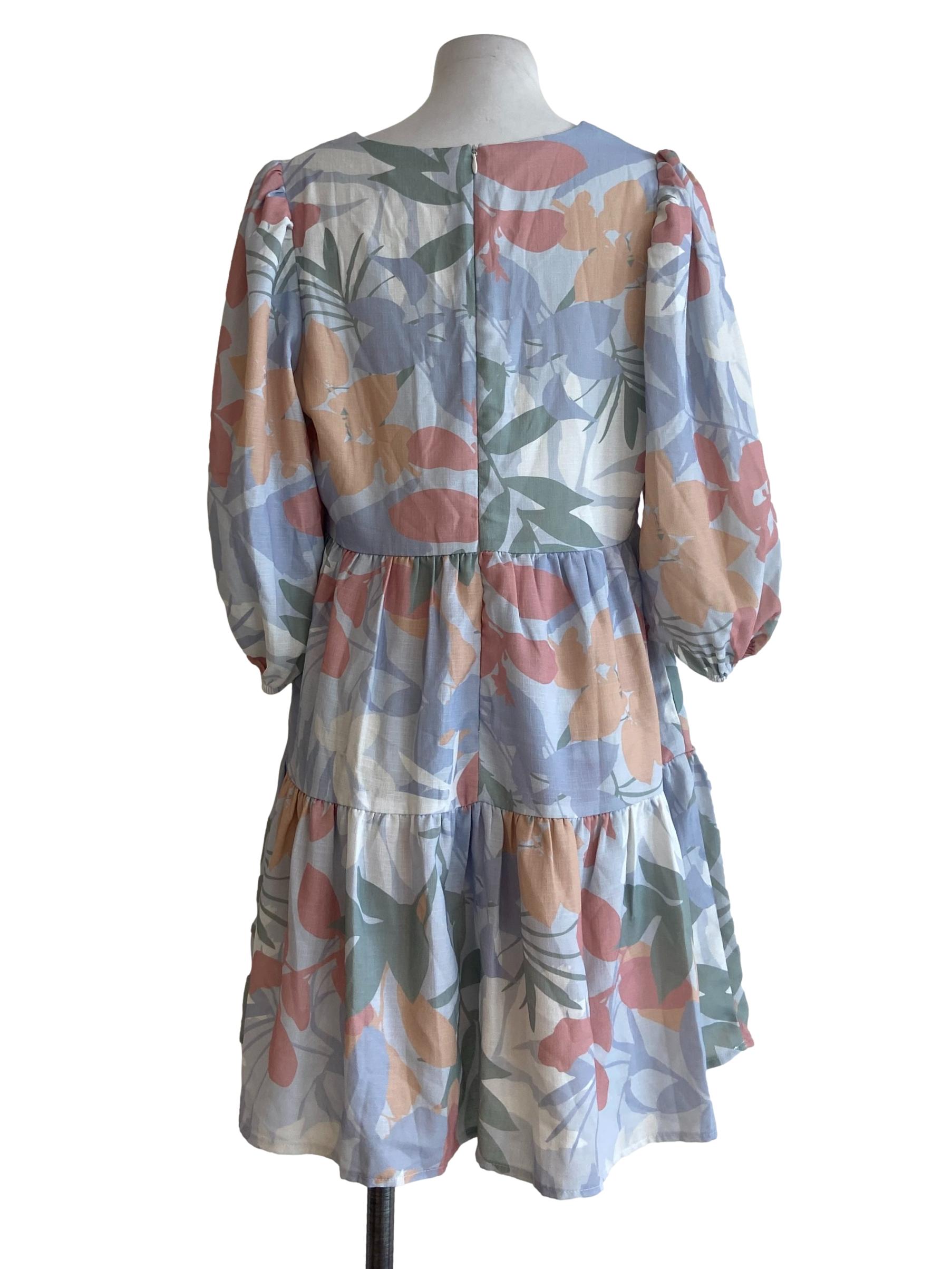 Blue Sky & Floral V Neck Layered Rompers