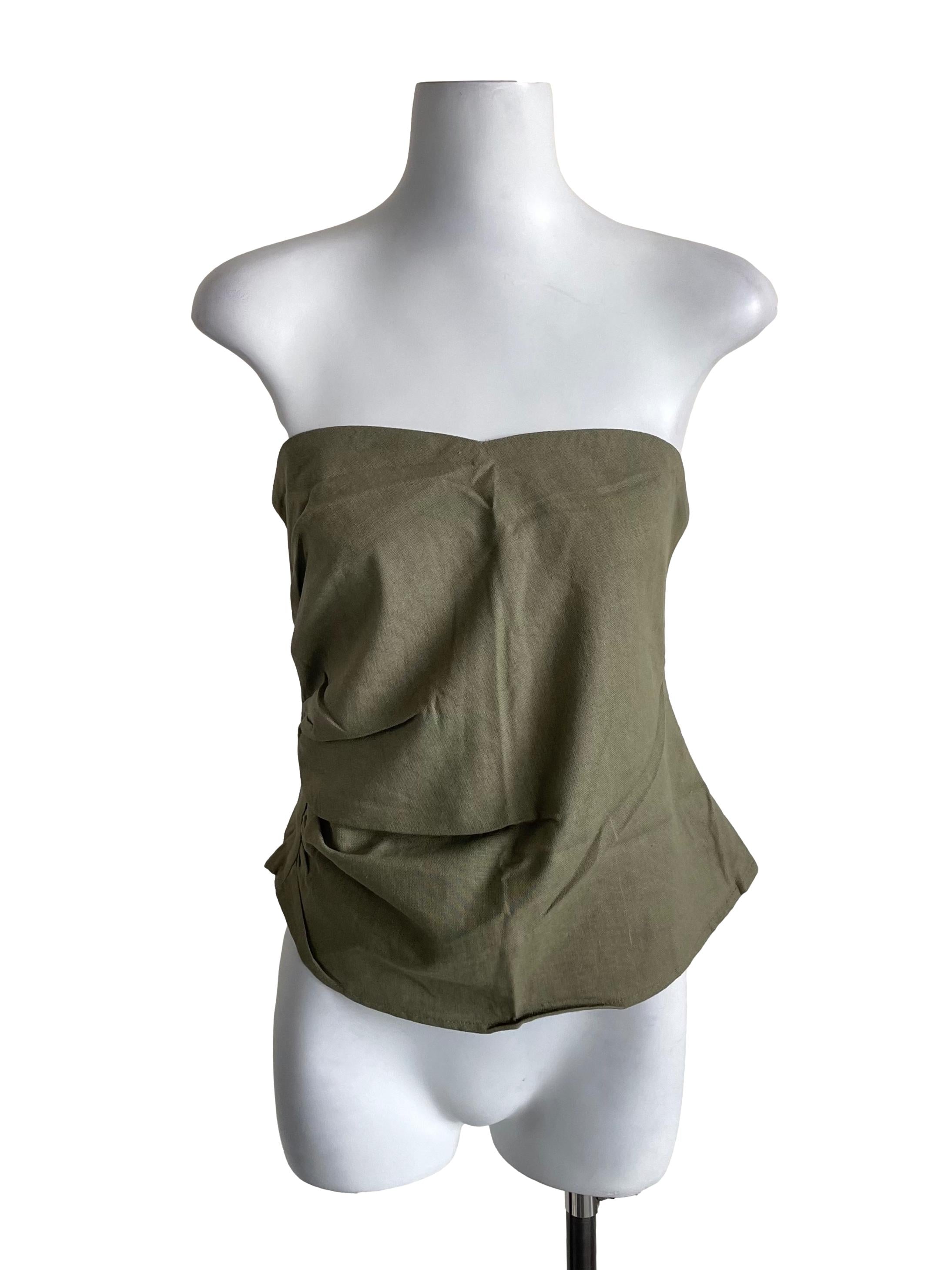Light Crocodile Draped Strapless Top