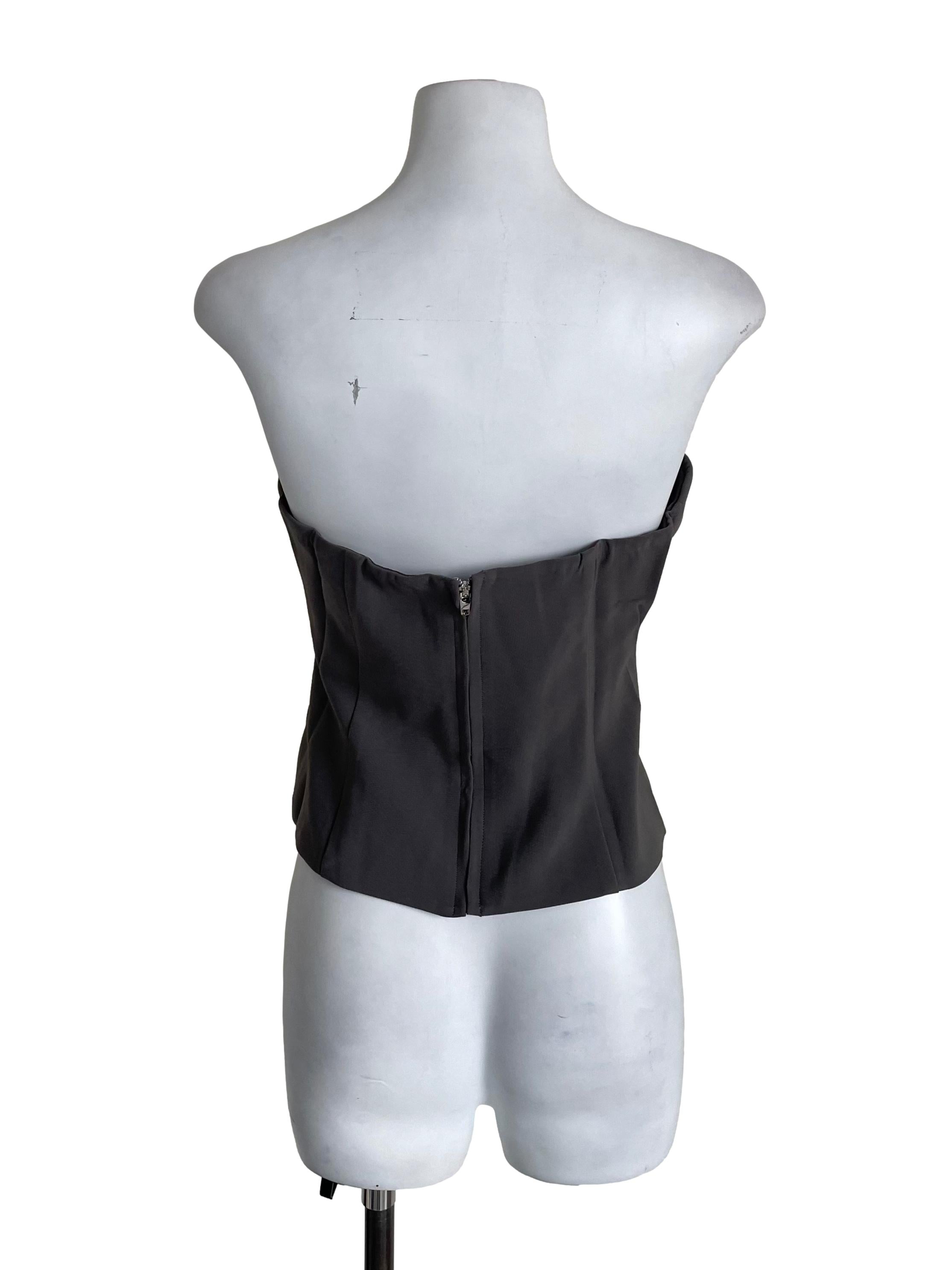 Grey Panelled Strapless Top