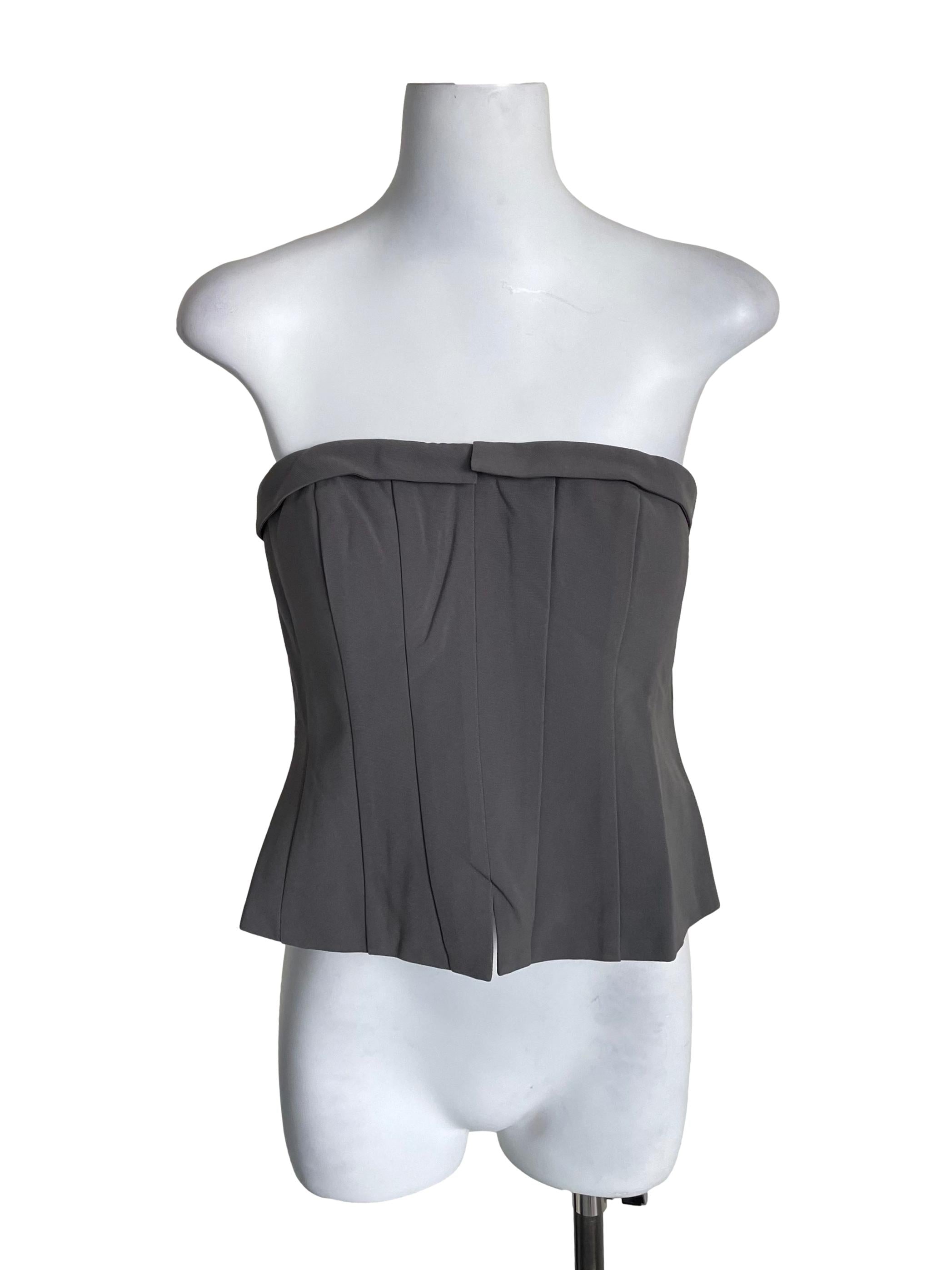 Grey Panelled Strapless Top