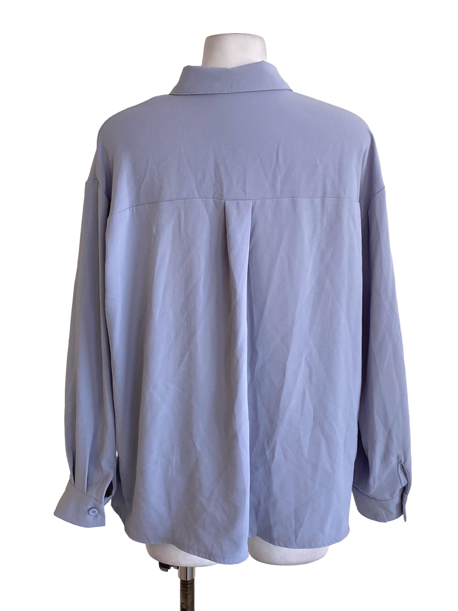 Flint Blue Wing Collared Buttoned Down Shirt Blouse