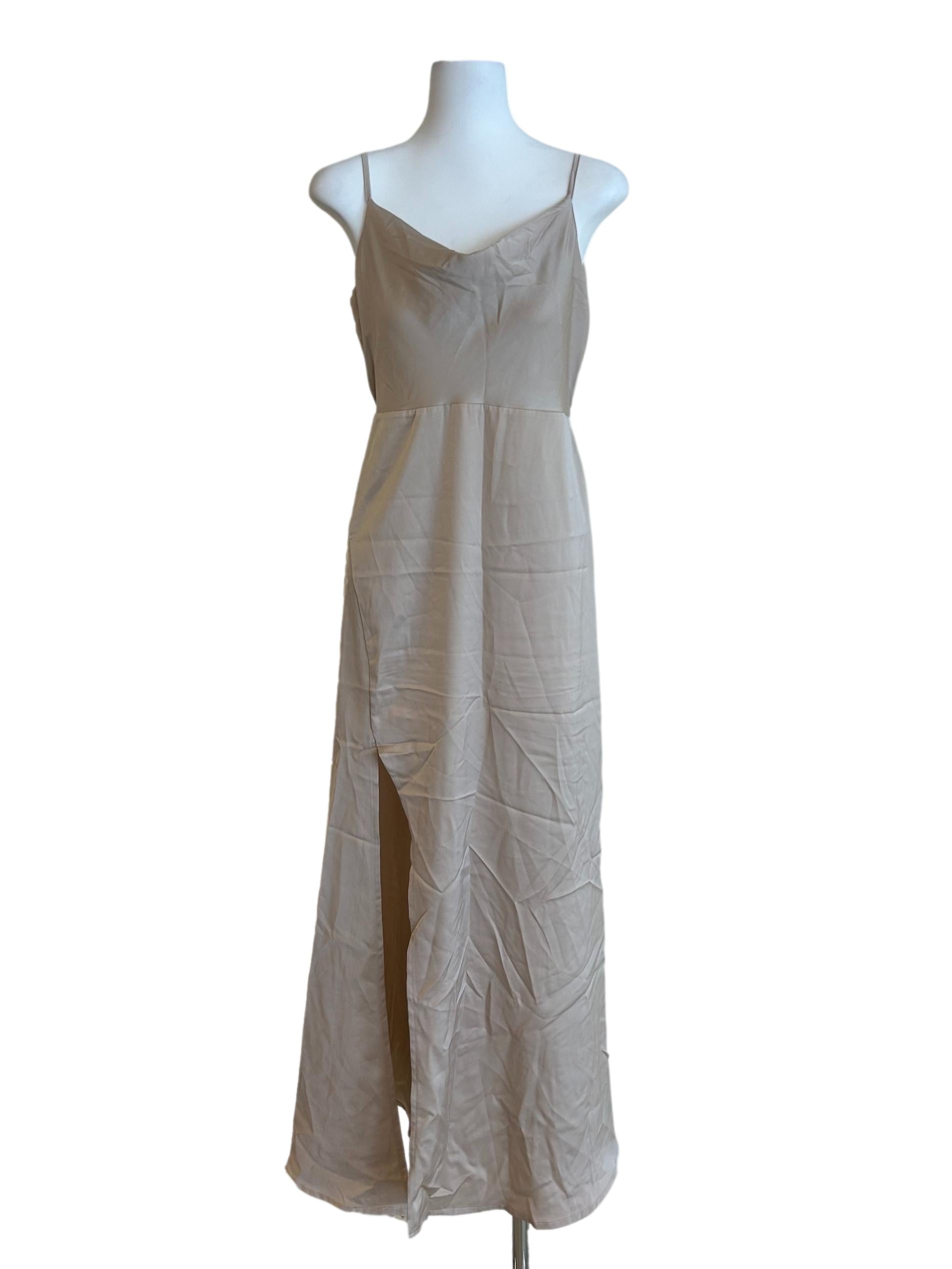 Champagne Cami Slit Dress