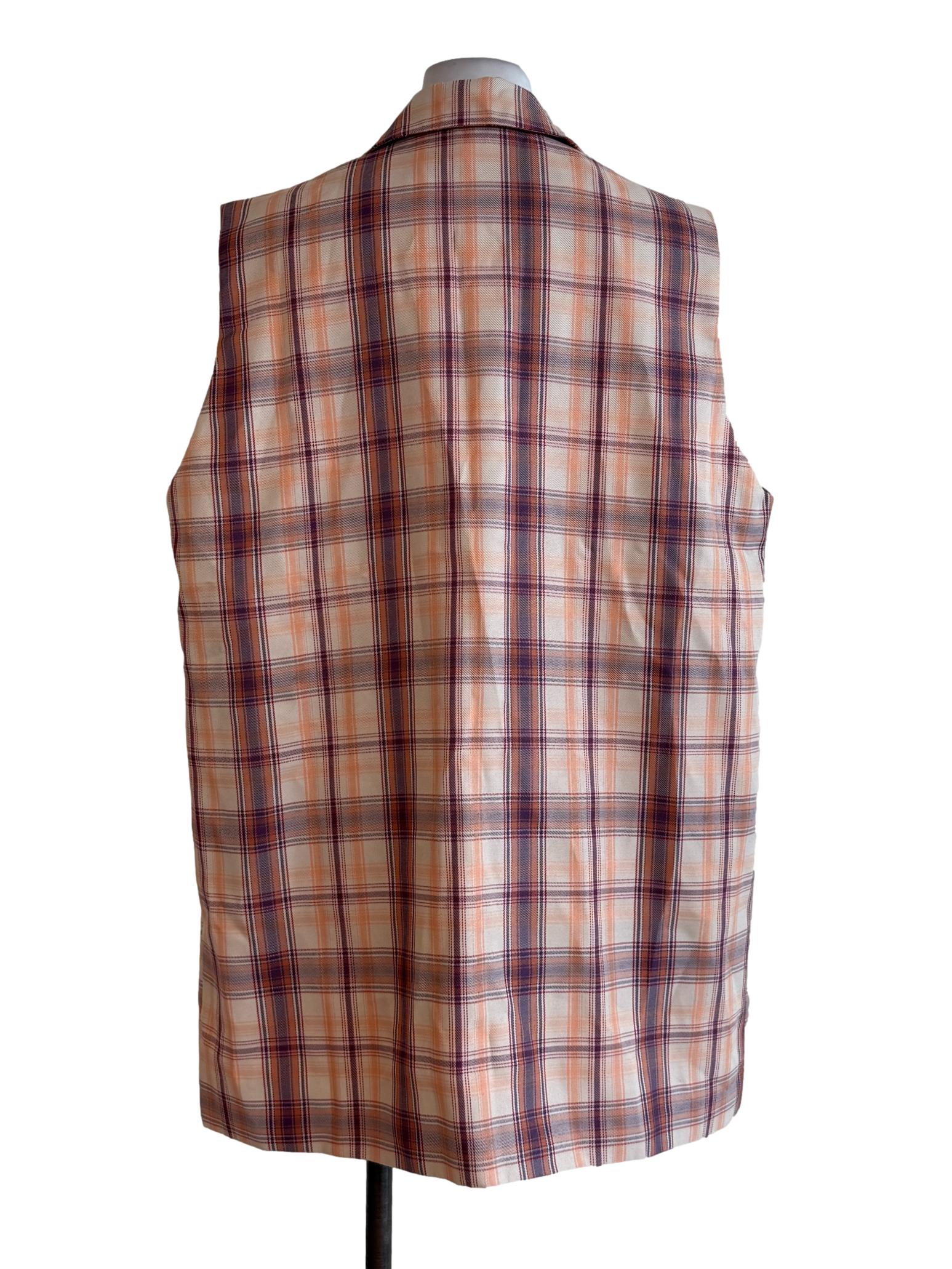 Peach Madras Collared Dress