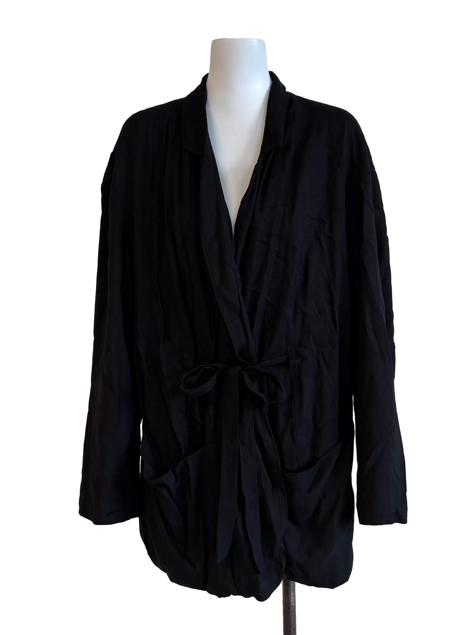 Onyx Black Belted Outerwear