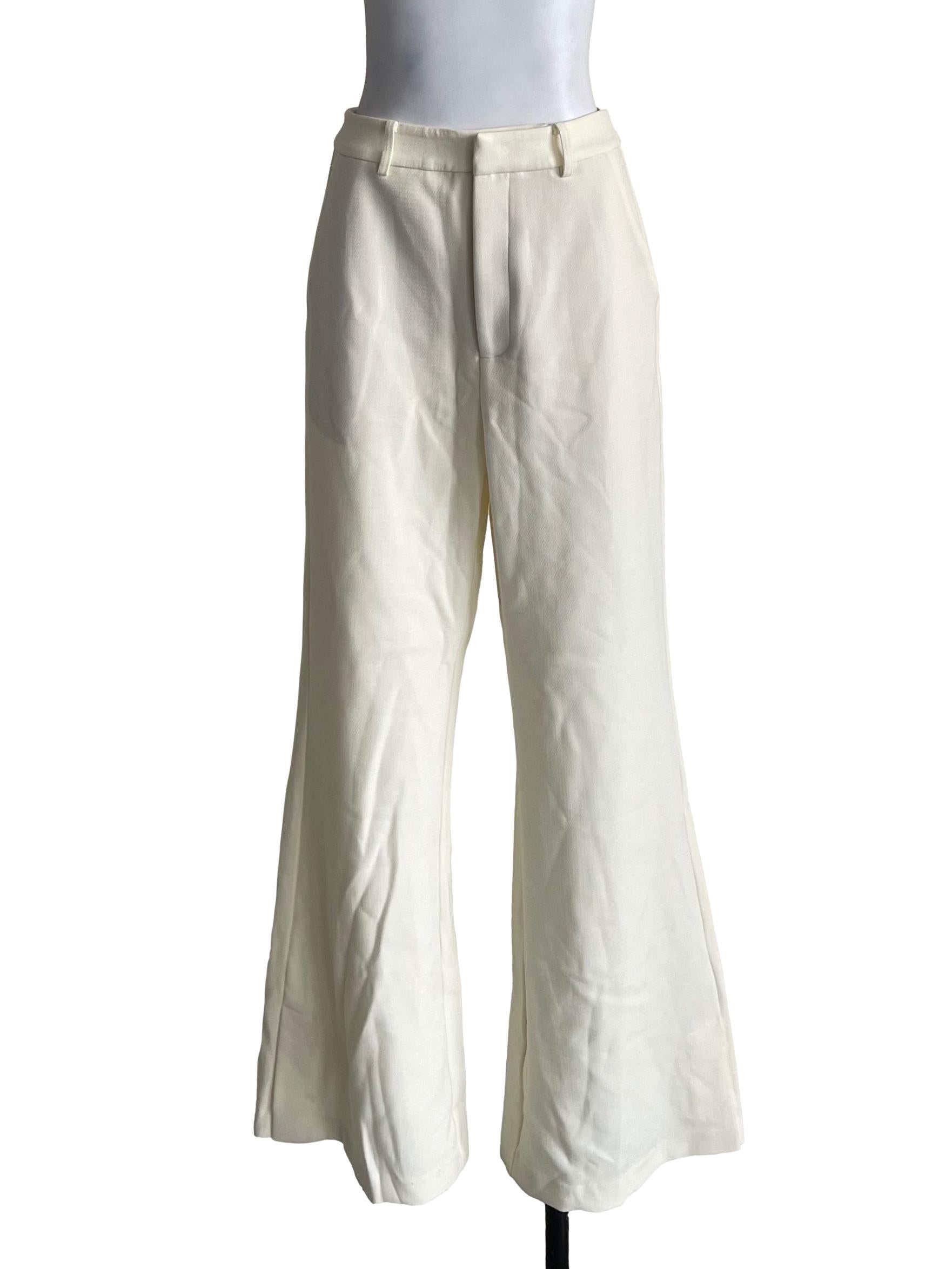 Cream Flared Formal Pants