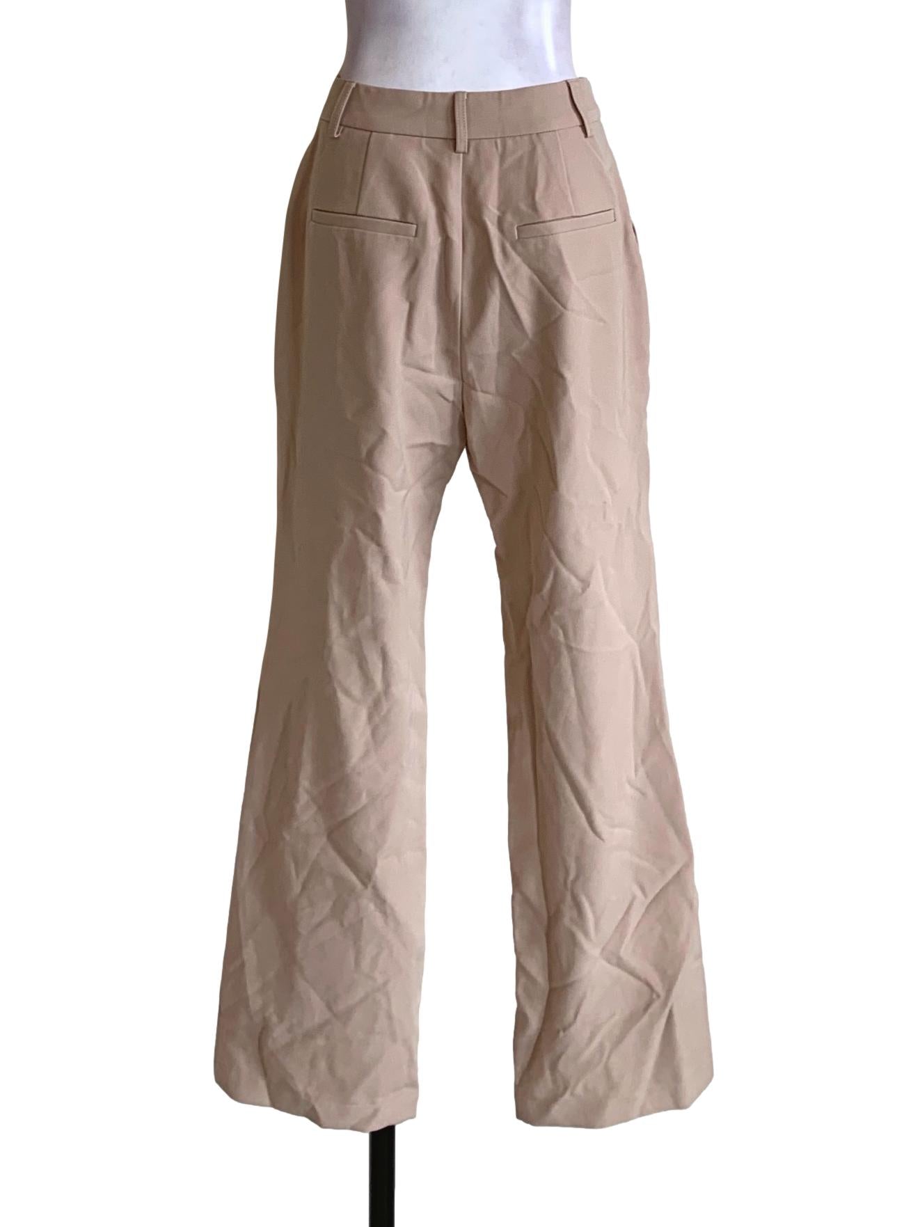 Beige Plain Formal Pants