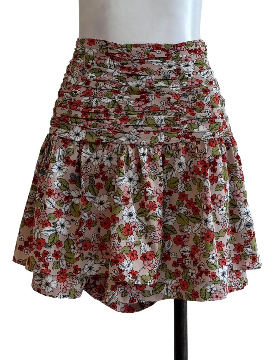 Hibiscus Print Layered Mini Skirt