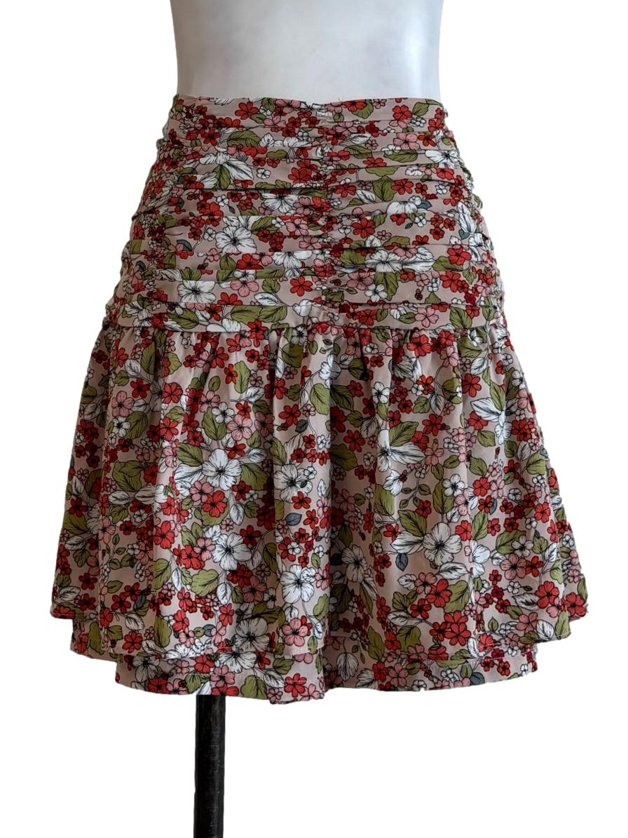 Hibiscus Print Layered Mini Skirt