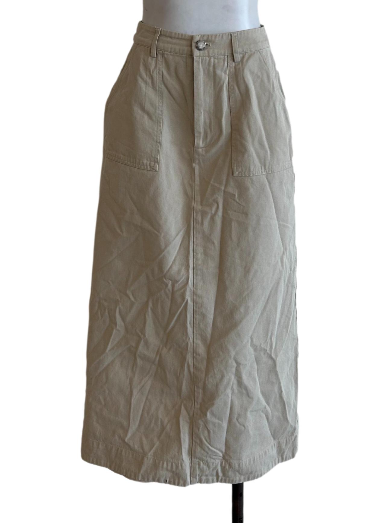 Khaki Denim Midi Skirt