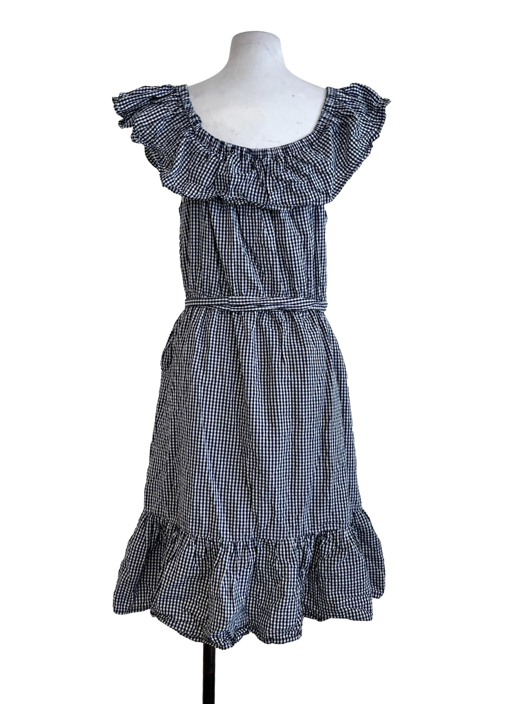 Blue Gingham Pattern Dress